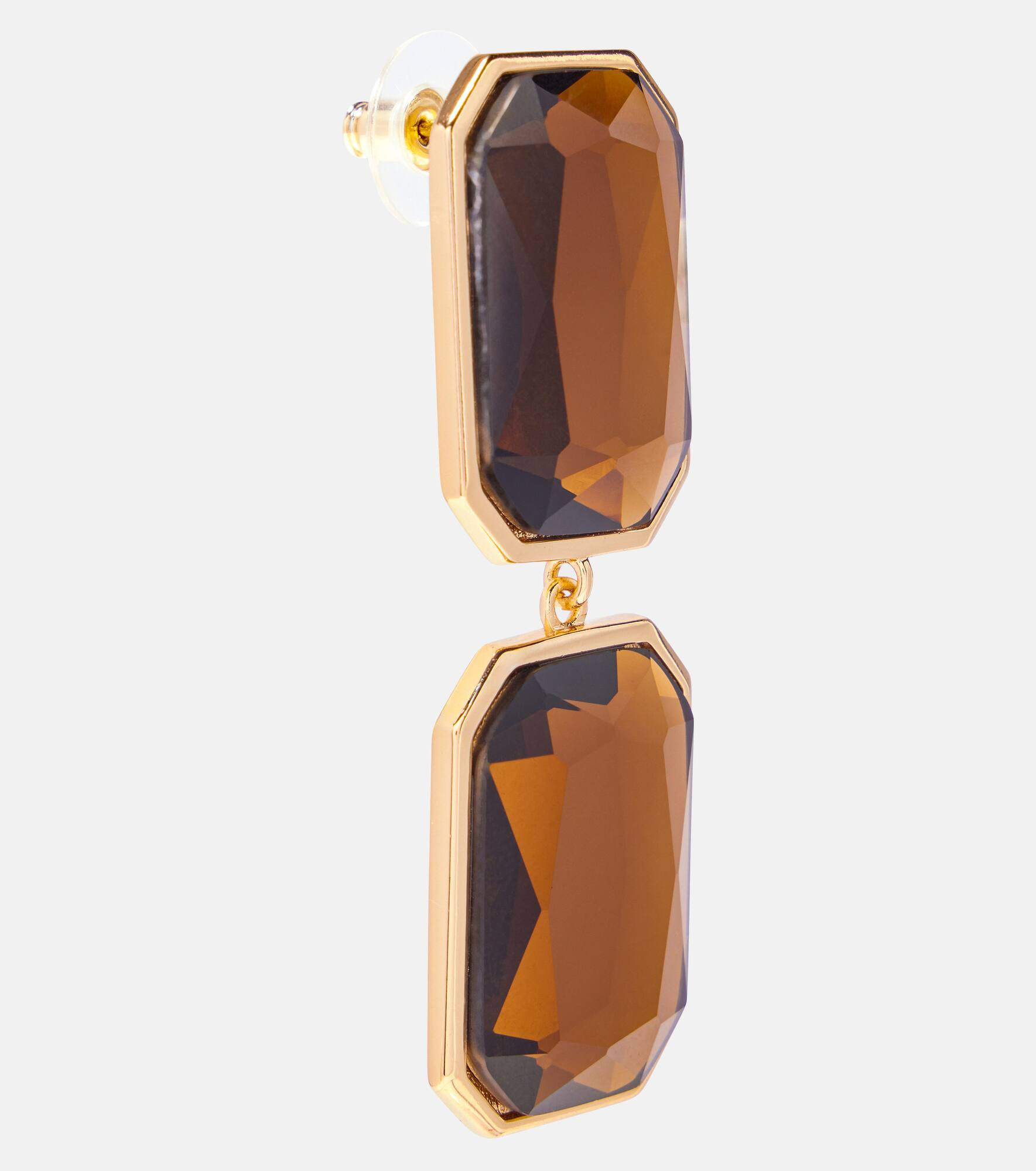 Amber gold-plated drop earrings - 2