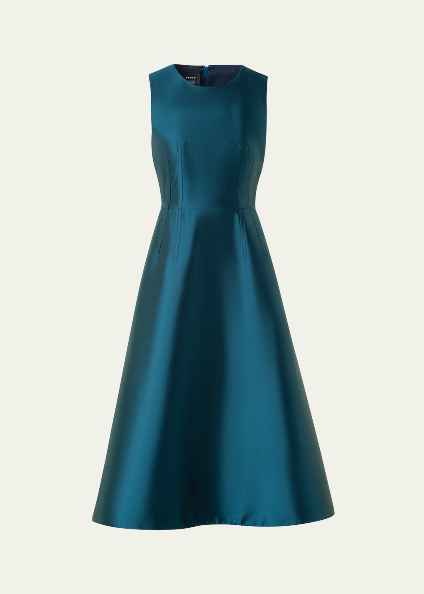Dupion Silk Sleeveless Cocktail Dress - 1