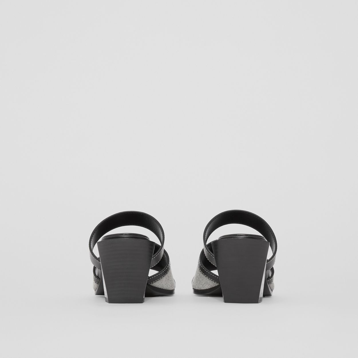 Logo Print Canvas and Leather Mules - 6