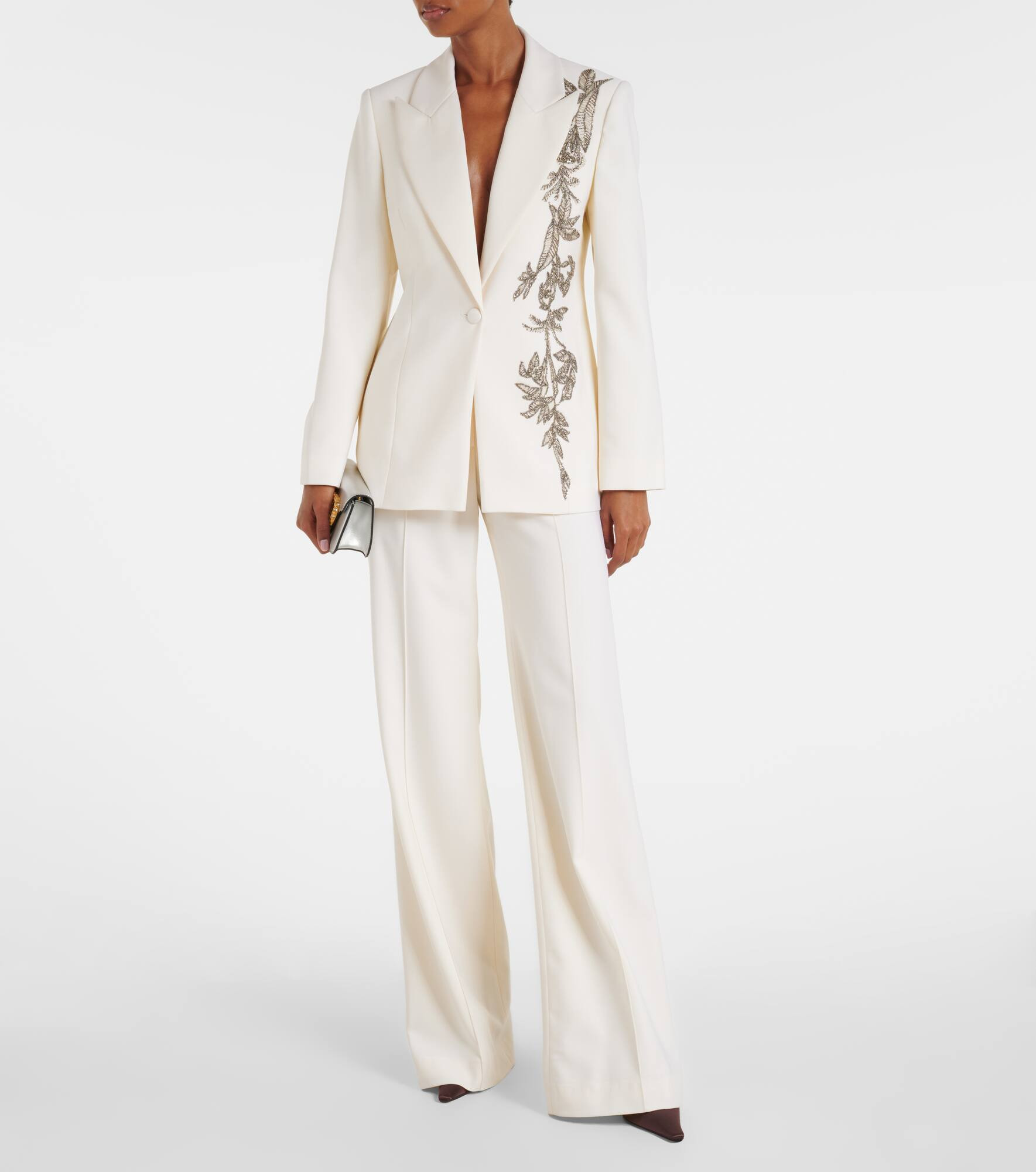 Pleated wool-blend wide-leg pants - 2