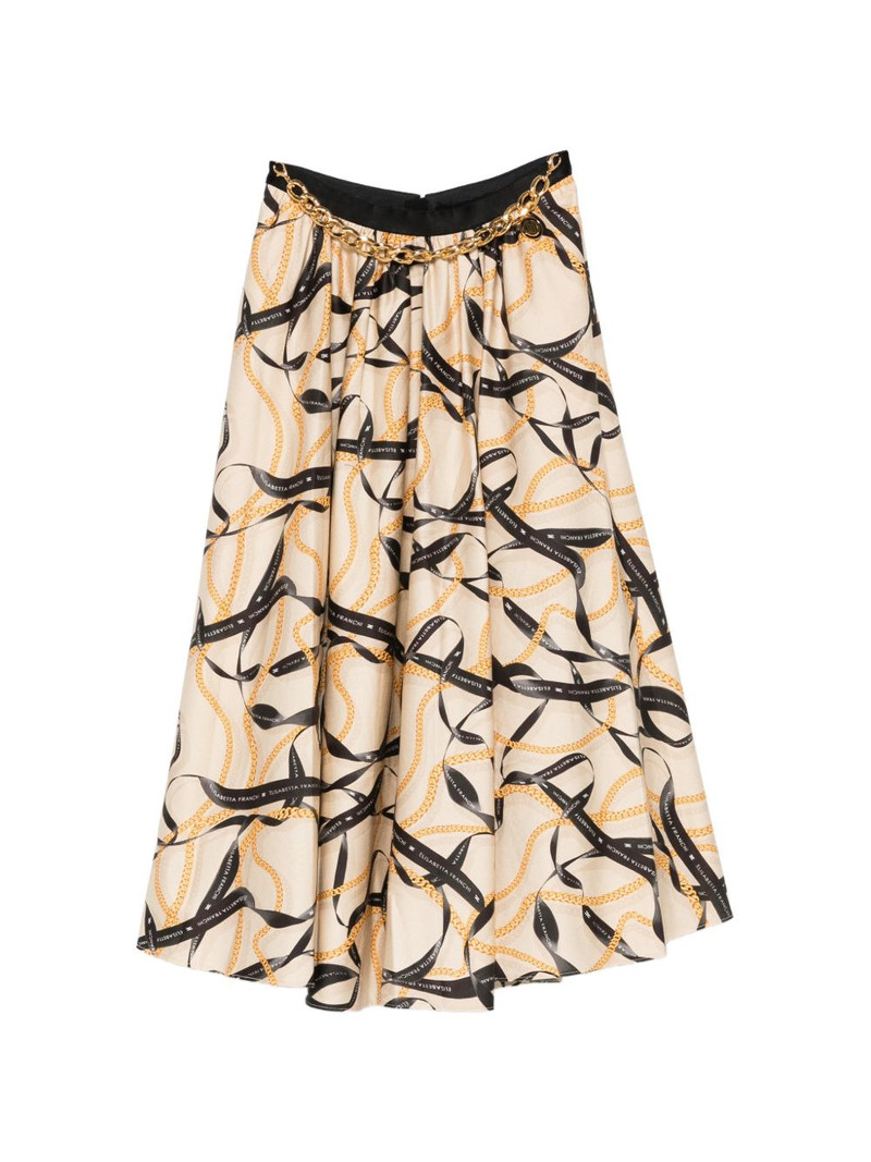 cotton skirt with ribbon and chain print 1