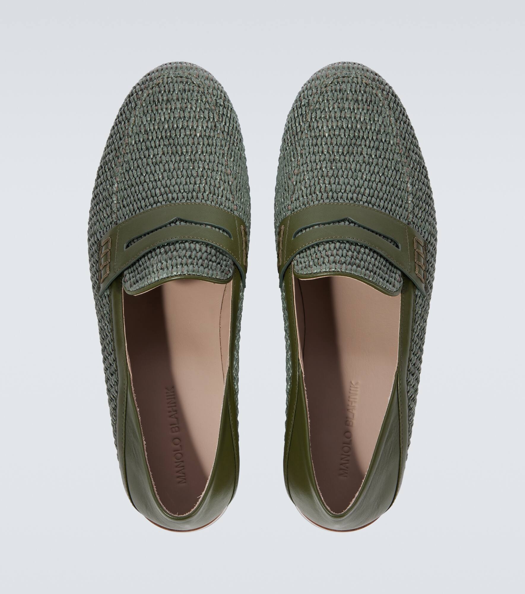 Padstow leather-trimmed raffia loafers - 4