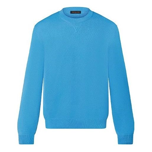 Men's LOUIS VUITTON FW21 Logo Embossing Round Neck Blue 1A9FQ1 - 1