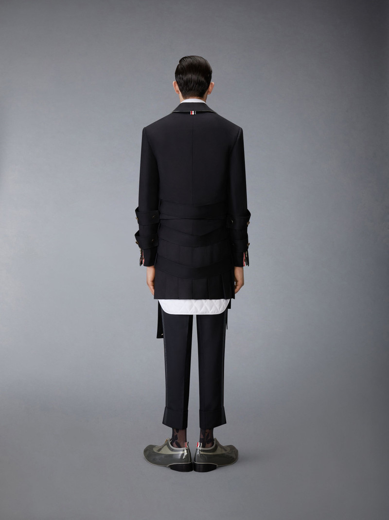 Thom Browne Wool Flannel All in One Modular Bal Collar Overcoat With Mini Pleated Skirt and Silk Faille Lapel outlook