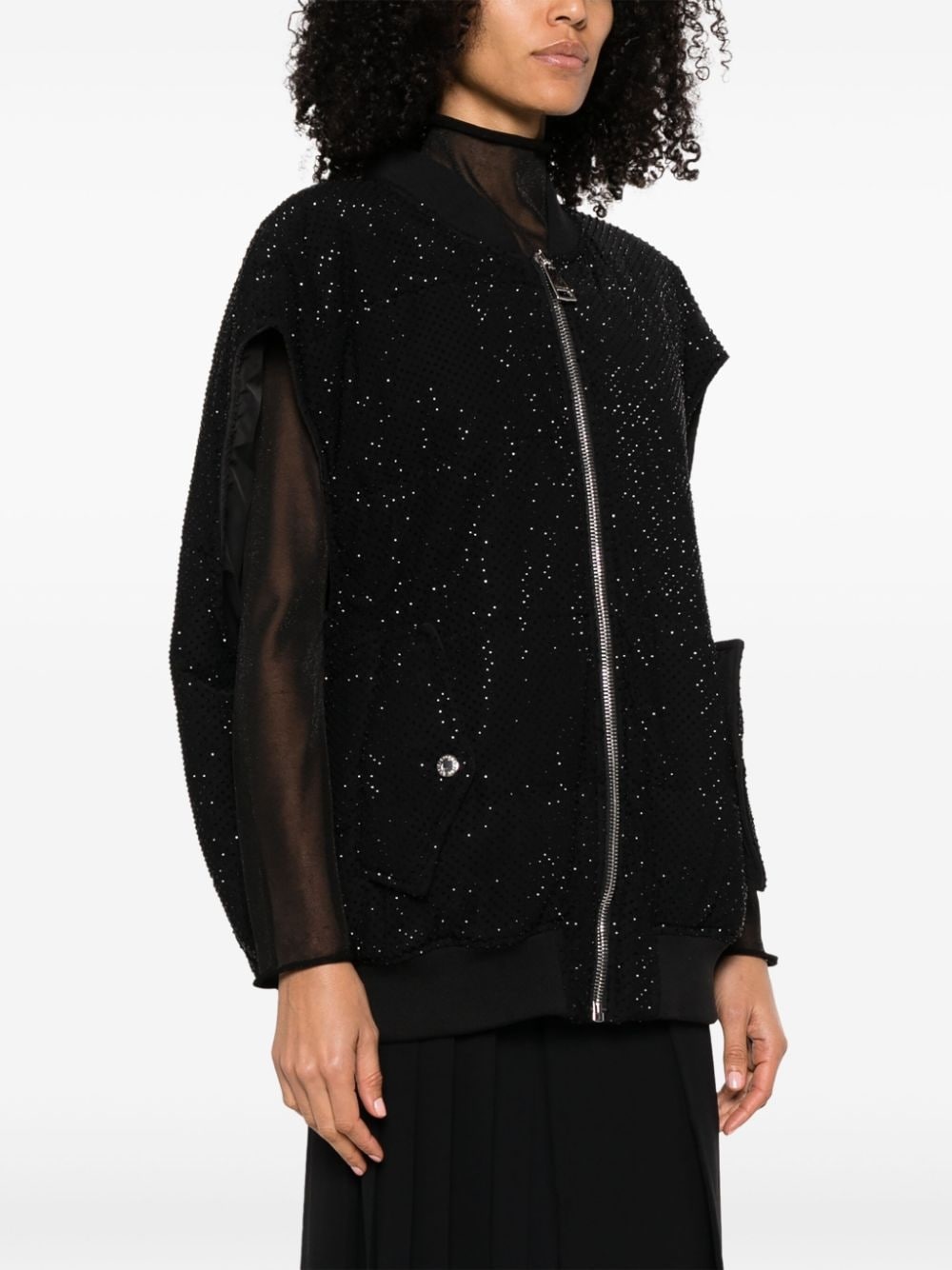 rhinestone-embellished padded gilet - 3