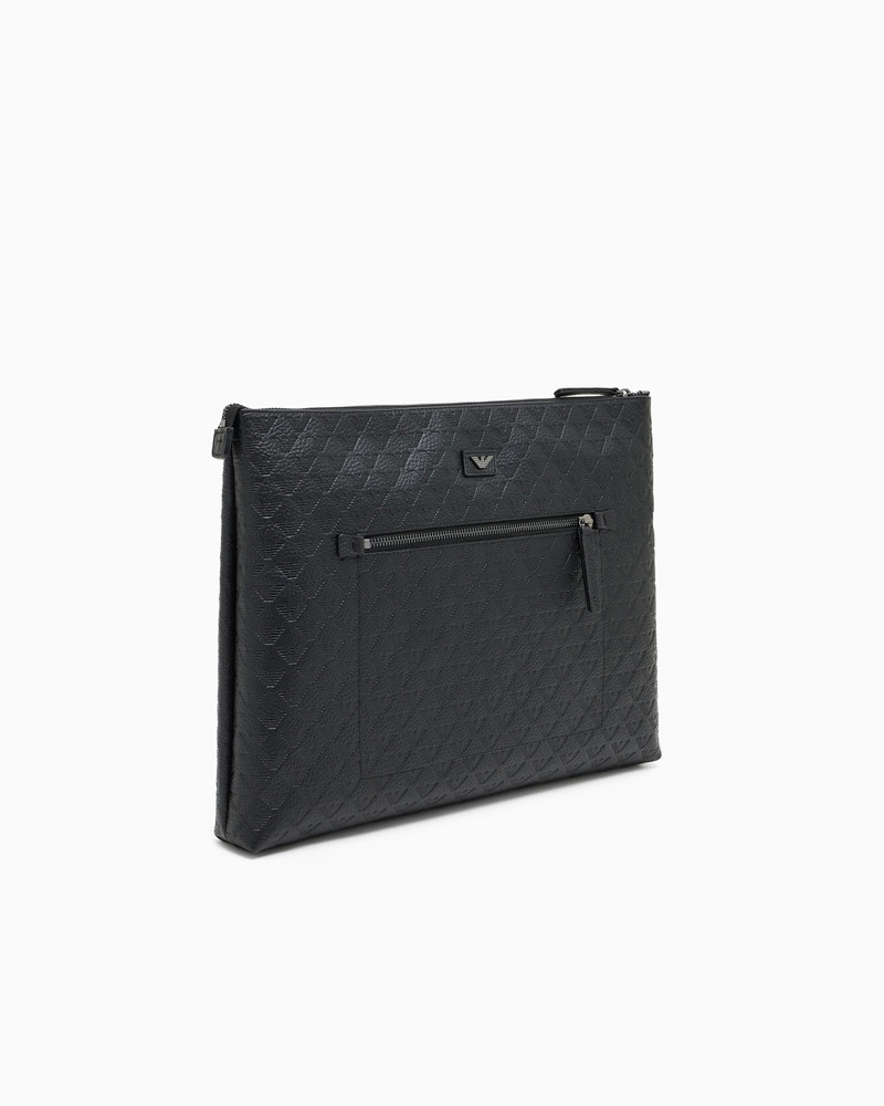 EMPORIO ARMANI LEATHER DOCUMENT HOLDER WITH ALL-OVER EMBOSSED EAGLE outlook