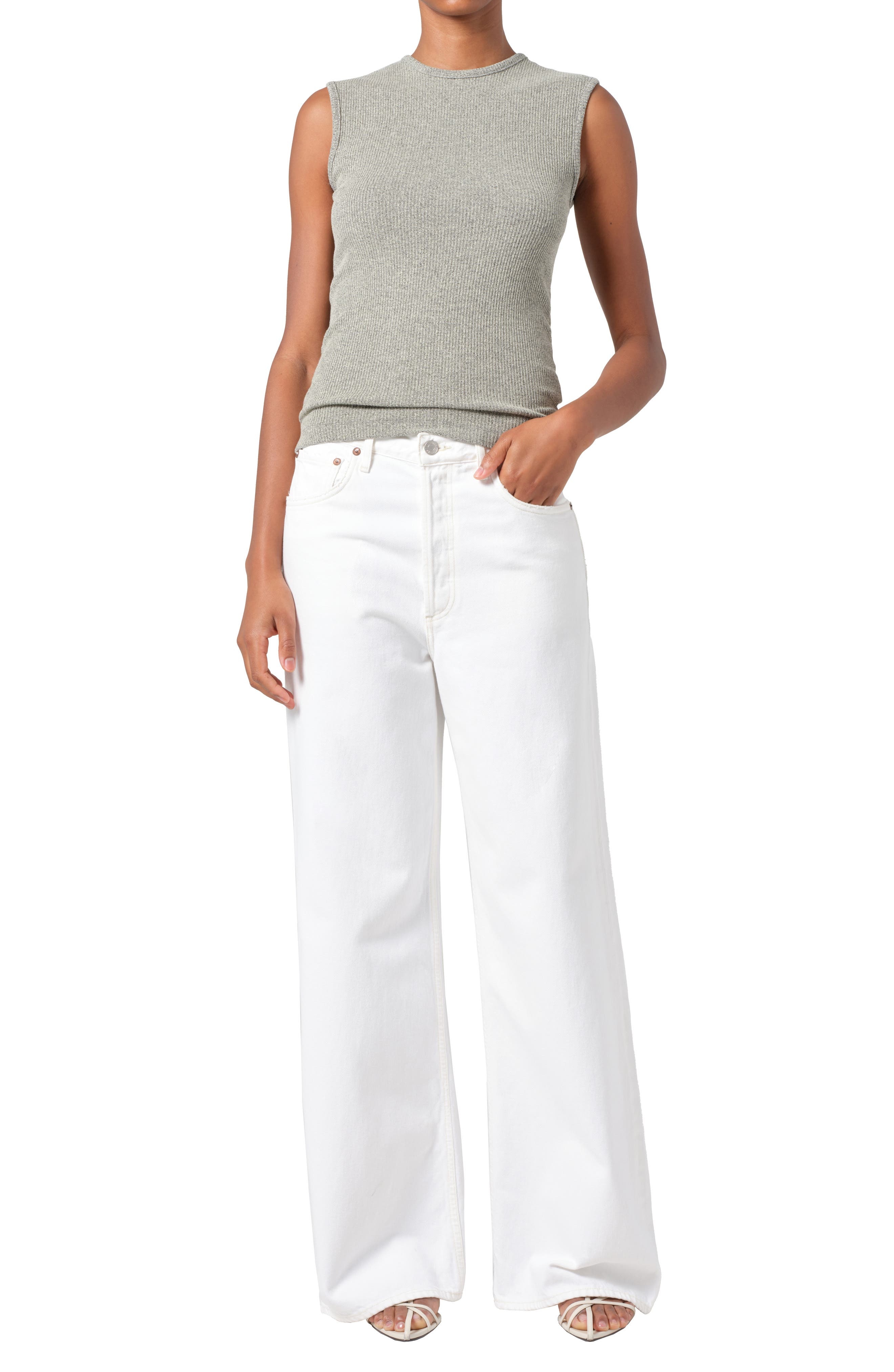 AGOLDE Dame High Waist Wide Leg Jeans in Milkshake at Nordstrom - 5
