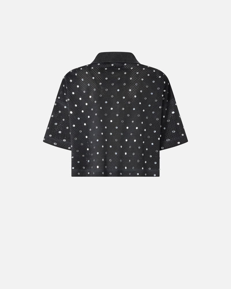 CROPPED MESH POLO SHIRT WITH MIRROR DETAIL 4