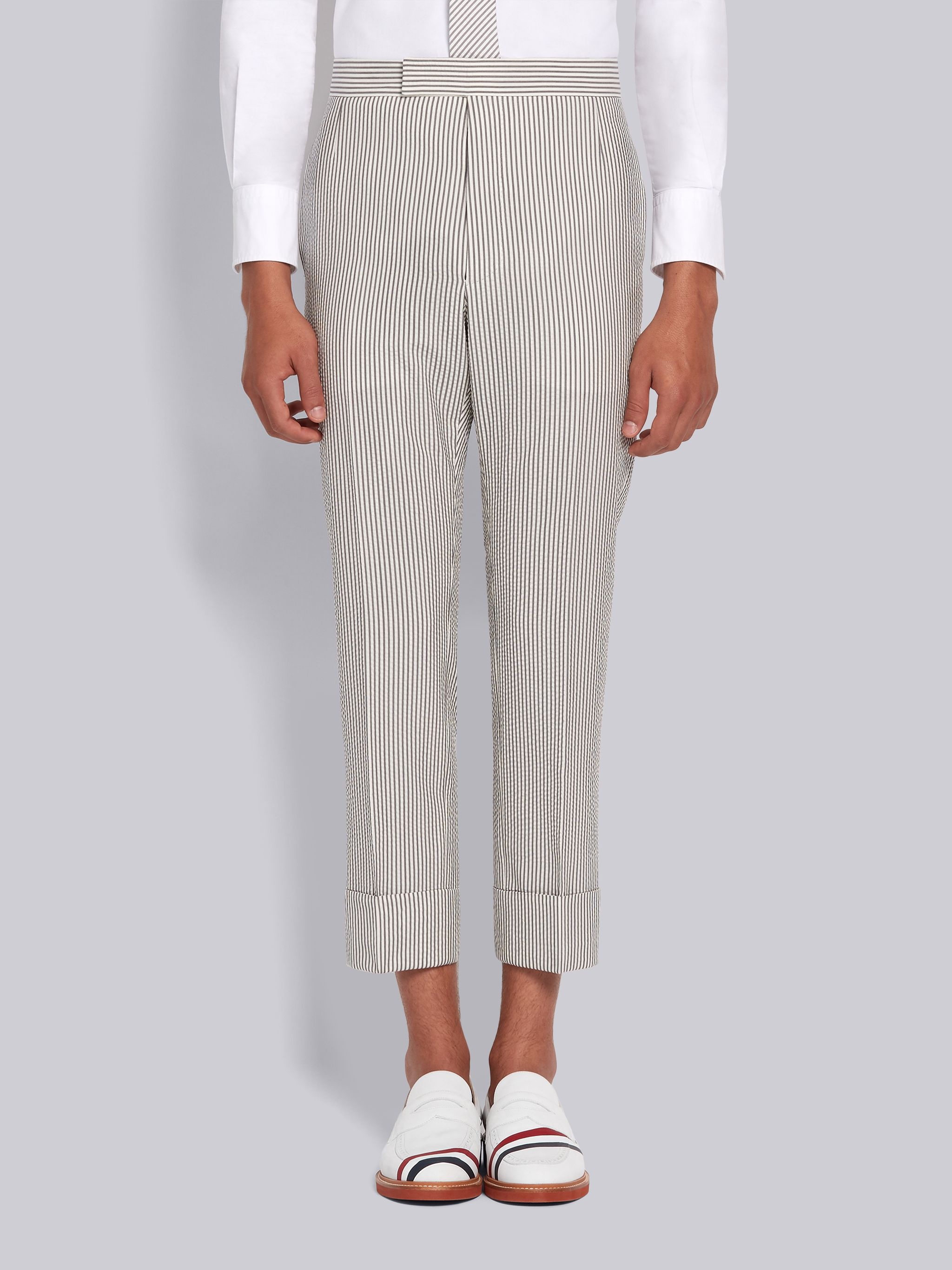 Medium Grey Wool Seersucker Classic Trouser - 1