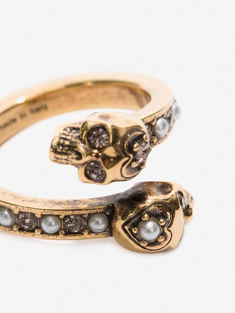 Women's Wrap-around Skull Ring in Gold - 3