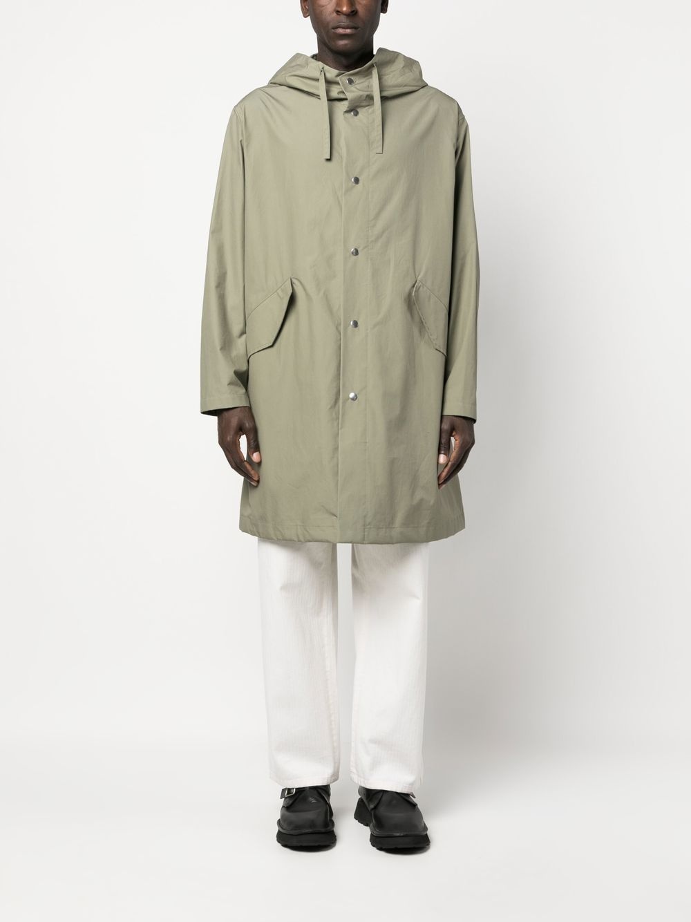 rear logo-print hooded coat - 3