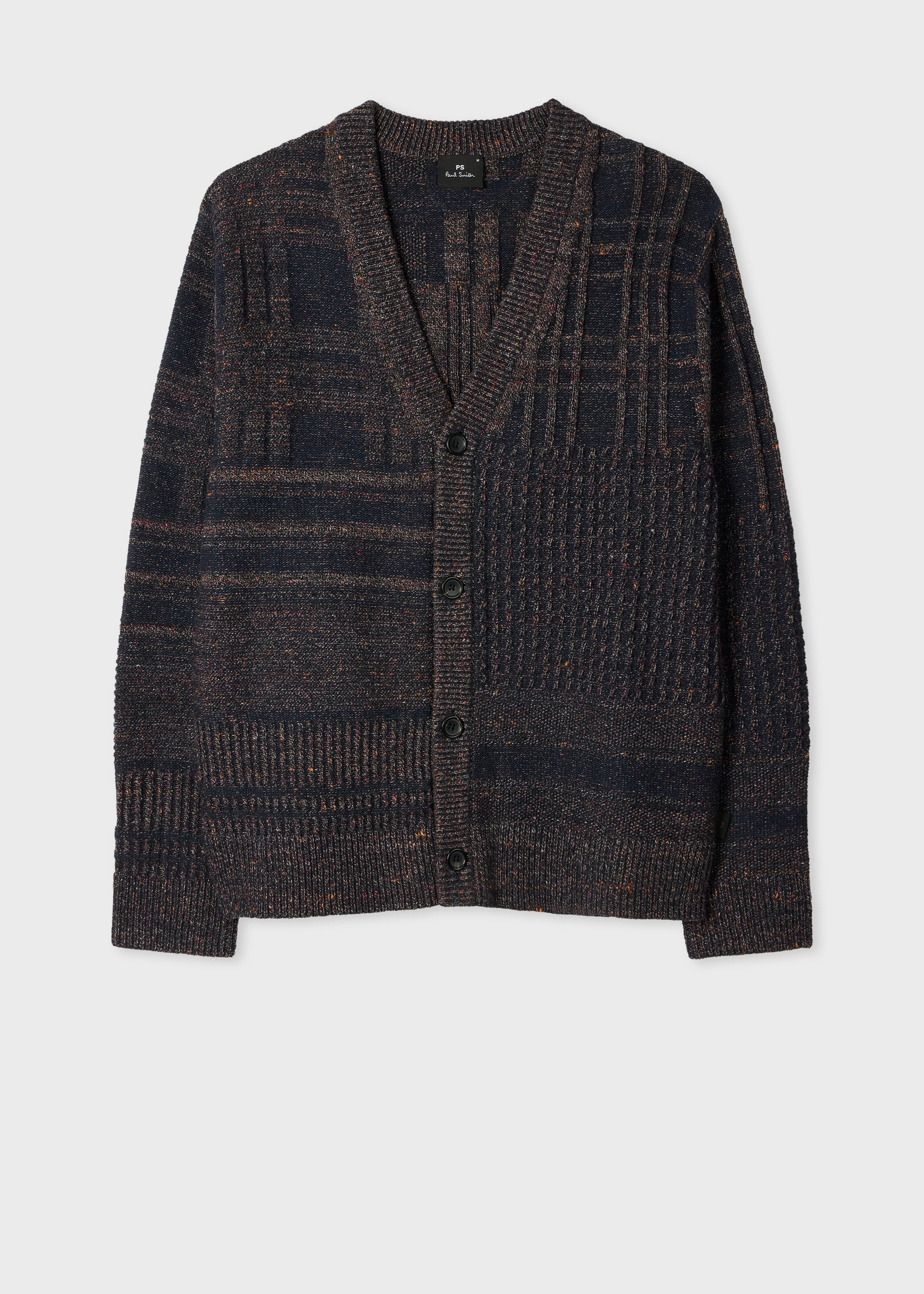 Navy 'Patchwork' Cotton-Blend Cardigan - 1