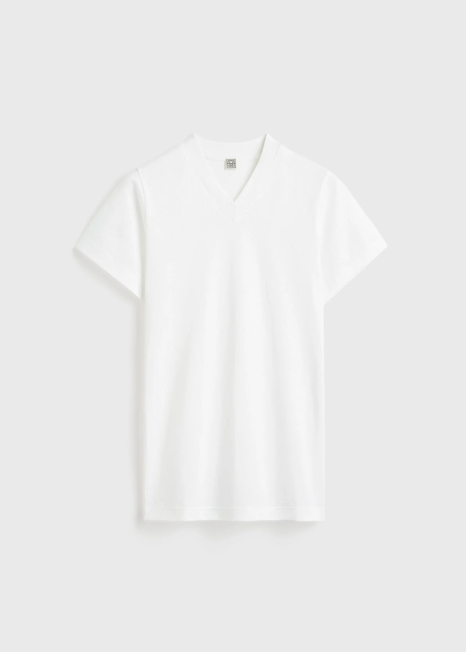 Wide-ribbed v-neck tee optic white - 1