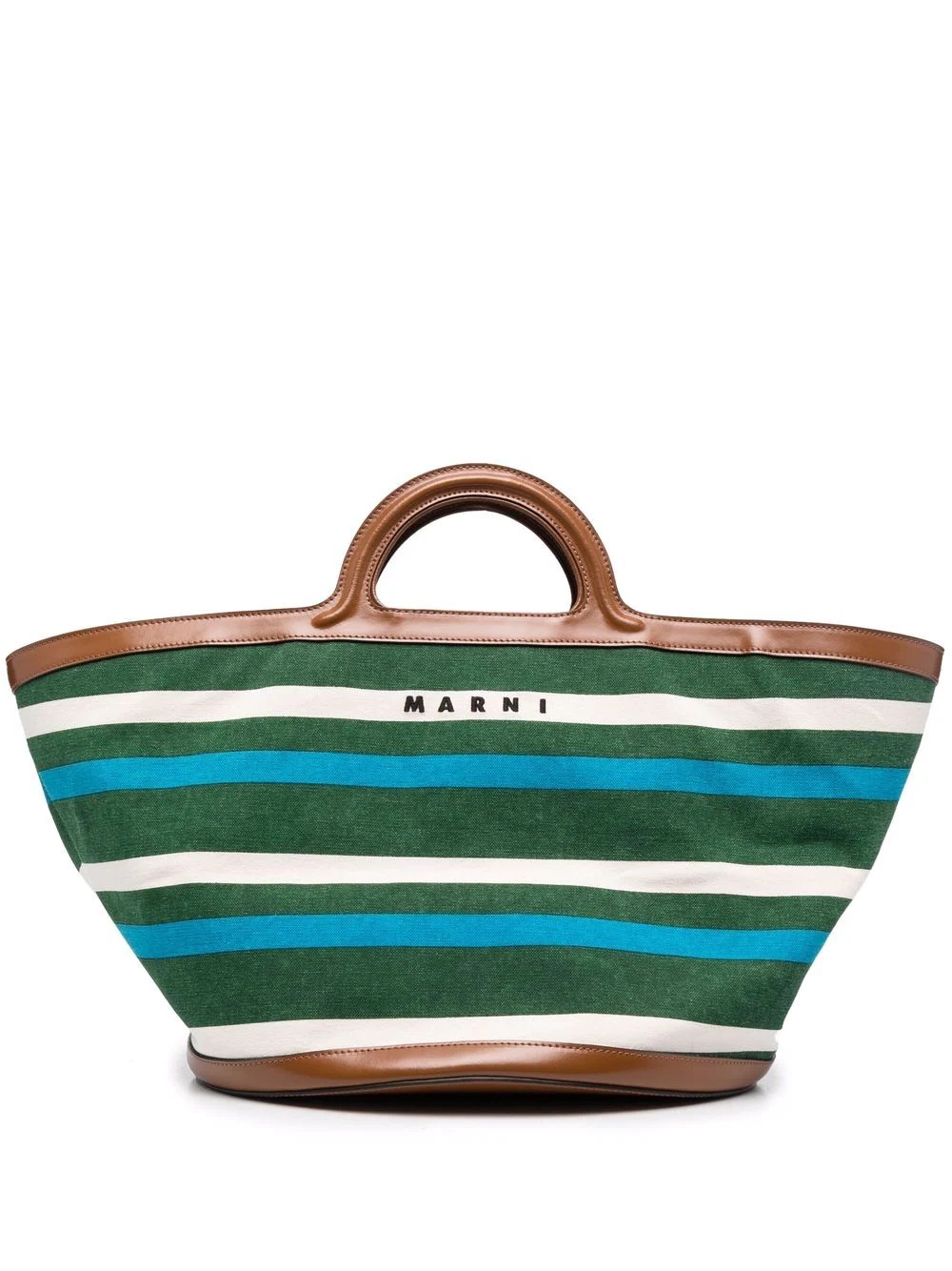 embroidered-logo striped tote bag - 1