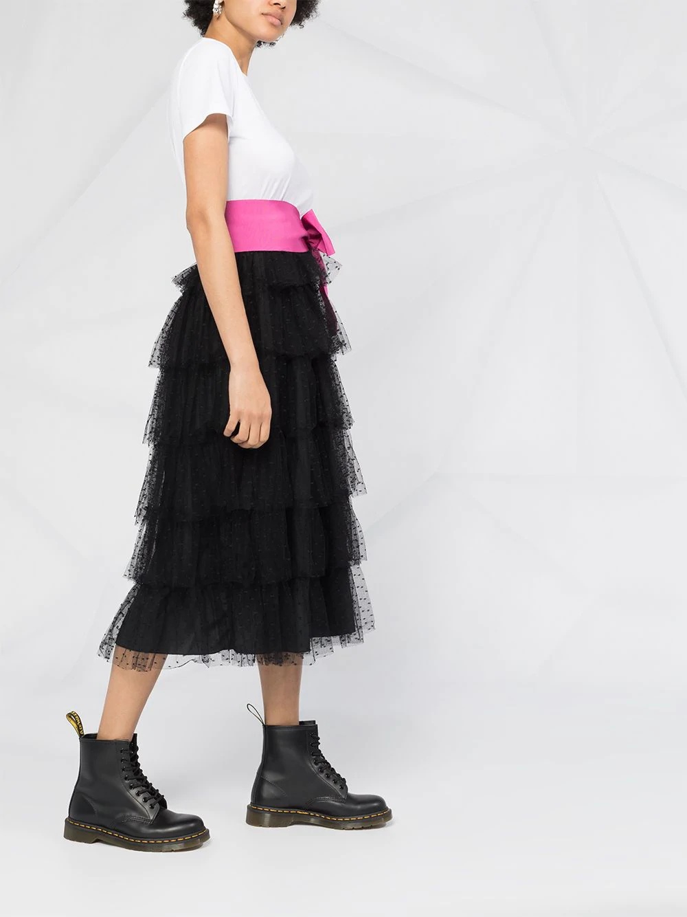 point d'esprit tulle tiered dress - 4