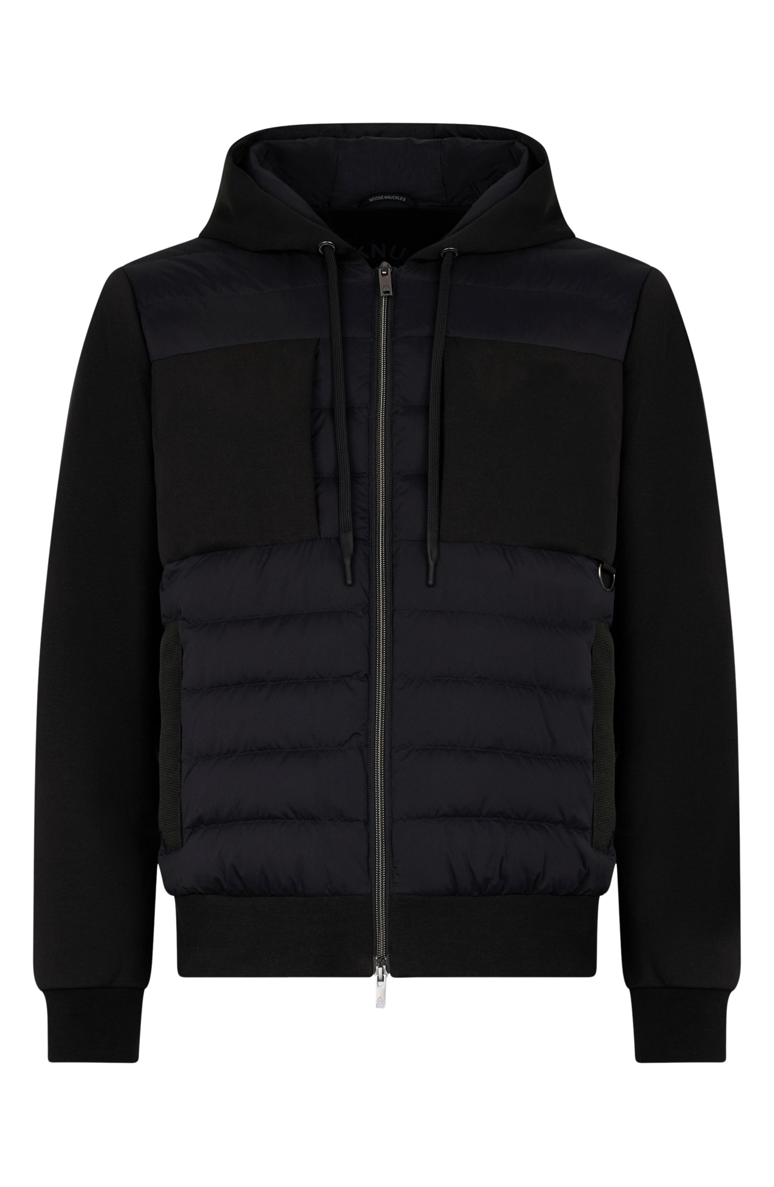 Moose Knuckles Garnier Air Down Hybrid Hooded Jacket in Black/Black at Nordstrom - 4