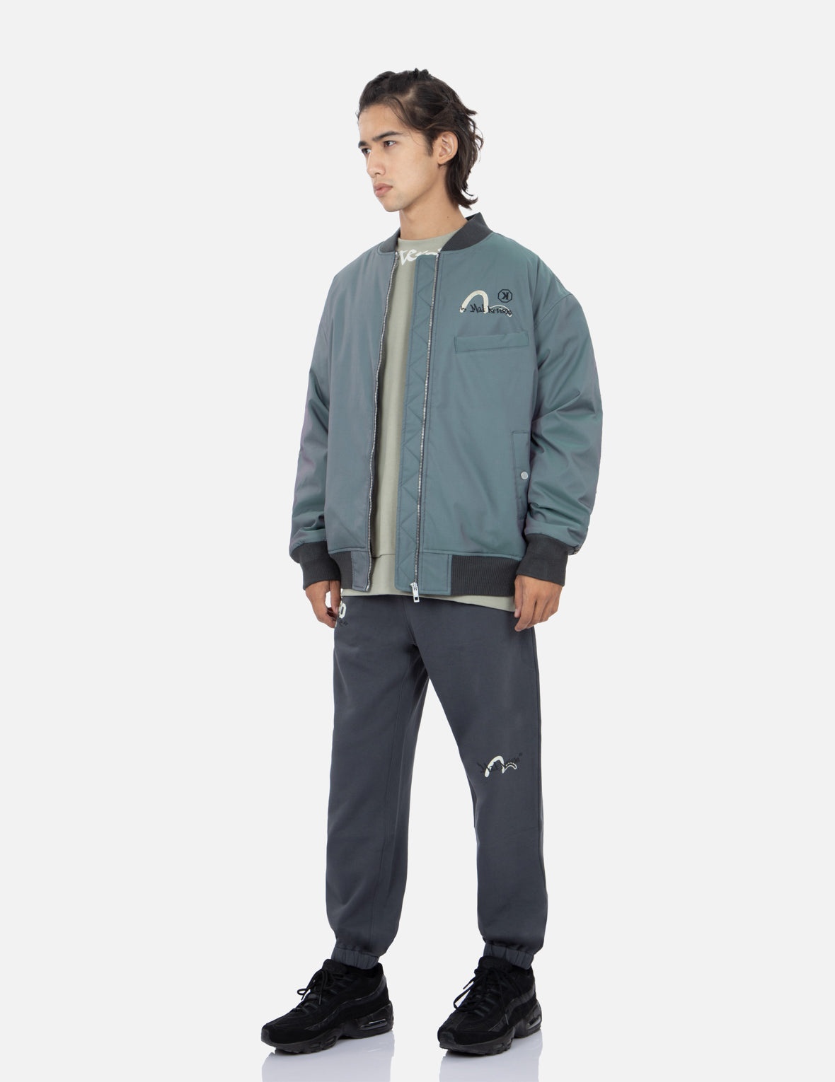 Gradient Kamon Embroidery Bomber Jacket - 4
