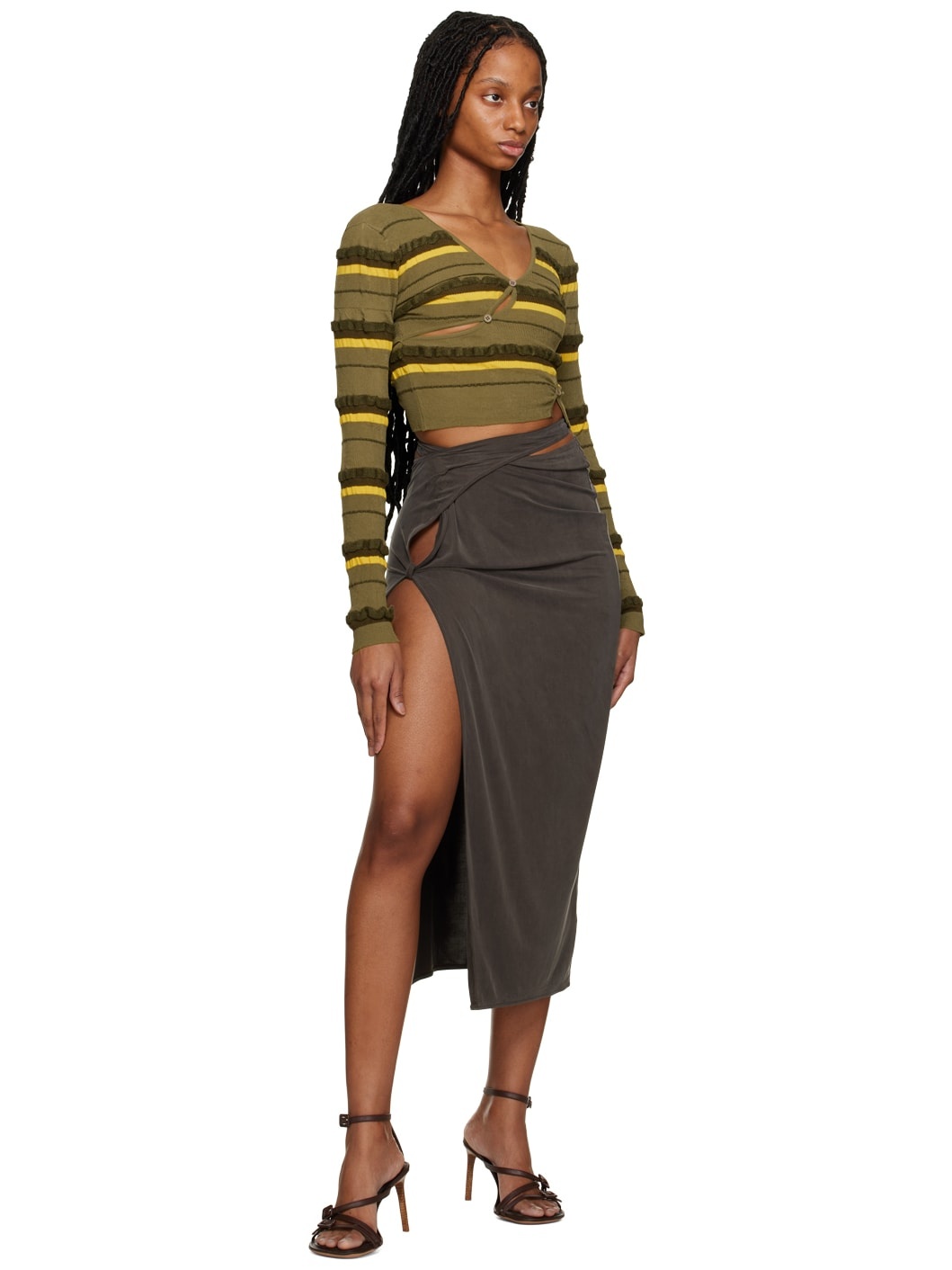 Green Le Raphia 'Le Cardigan Tordu' Cardigan - 4