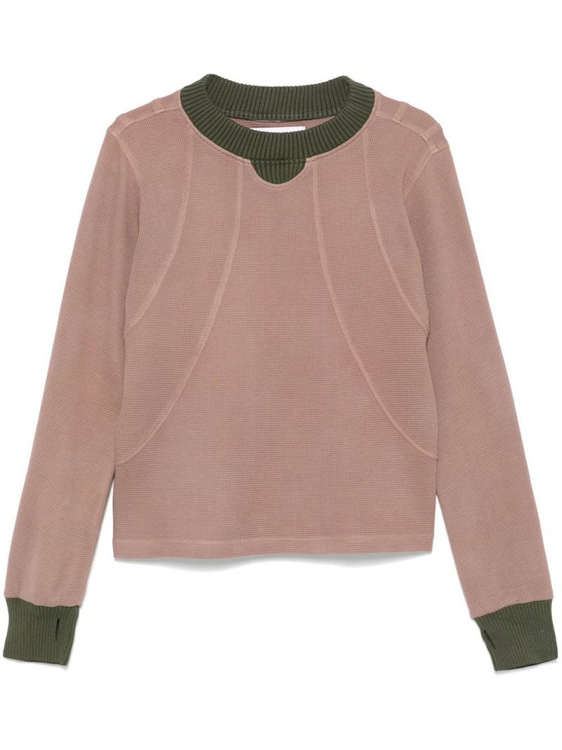 panelled waffle sweatshirt 1
