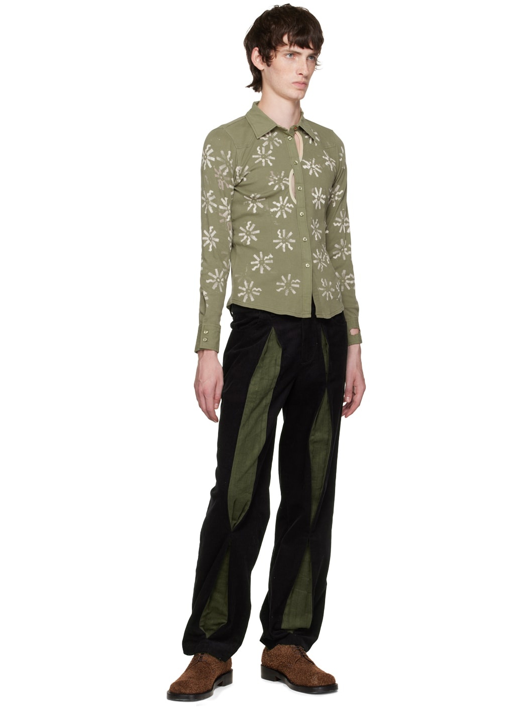 SSENSE Exclusive Green 'Field Of Flowers' Shirt - 4