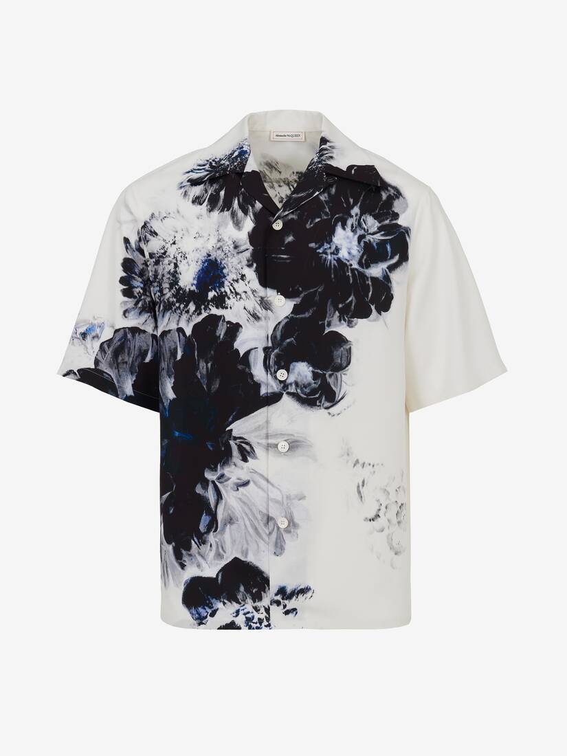 Men's Dutch Flower Hawaiian Shirt in Black/white - 1