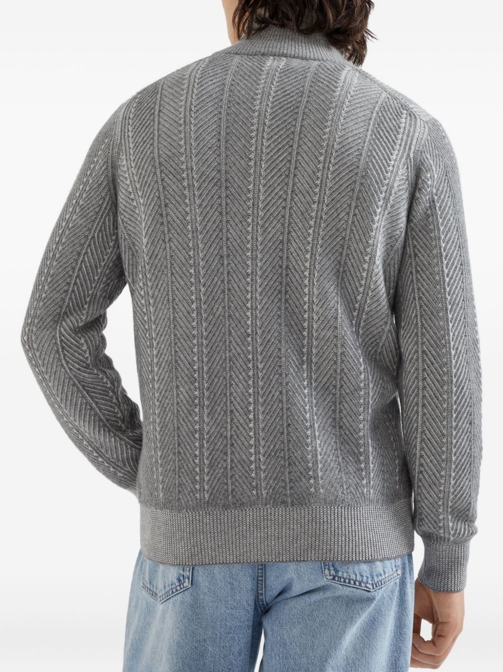 herringbone-pattern cardigan - 4