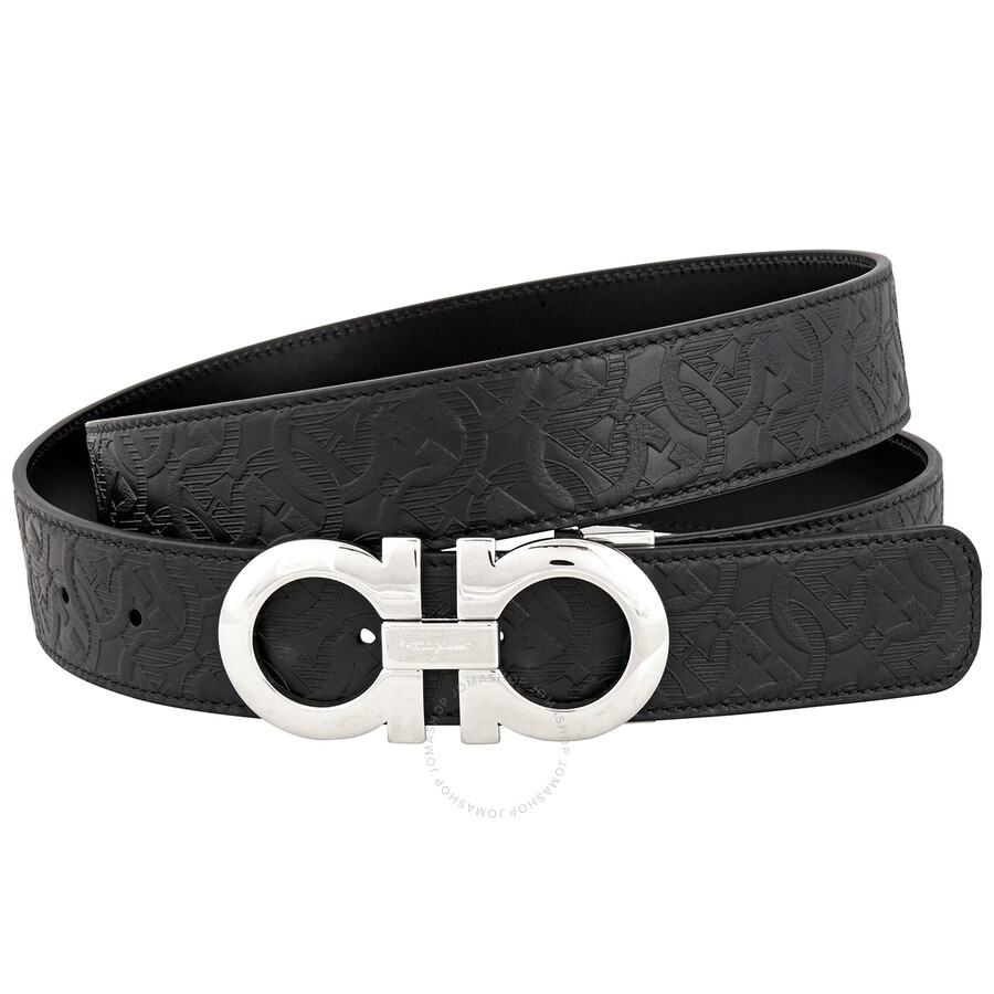 Ferragamo Men's Black Adjustable And Reversible Gancini Belt - 1