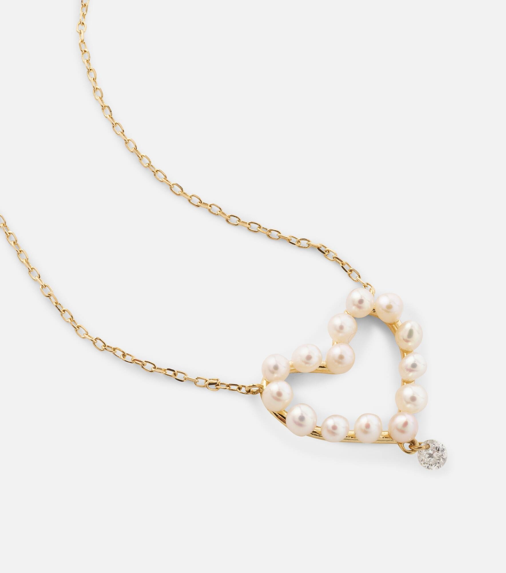 18kt gold necklace with diamond and pearls - 6