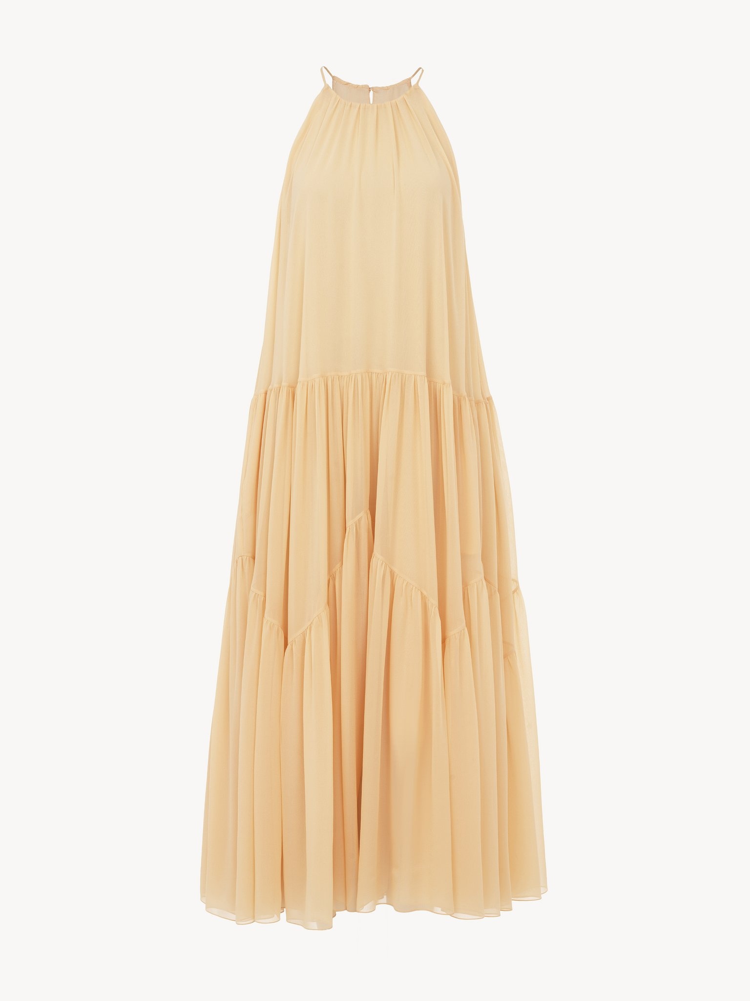 LONG GATHERED SUN DRESS IN SILK GEORGETTE - 2