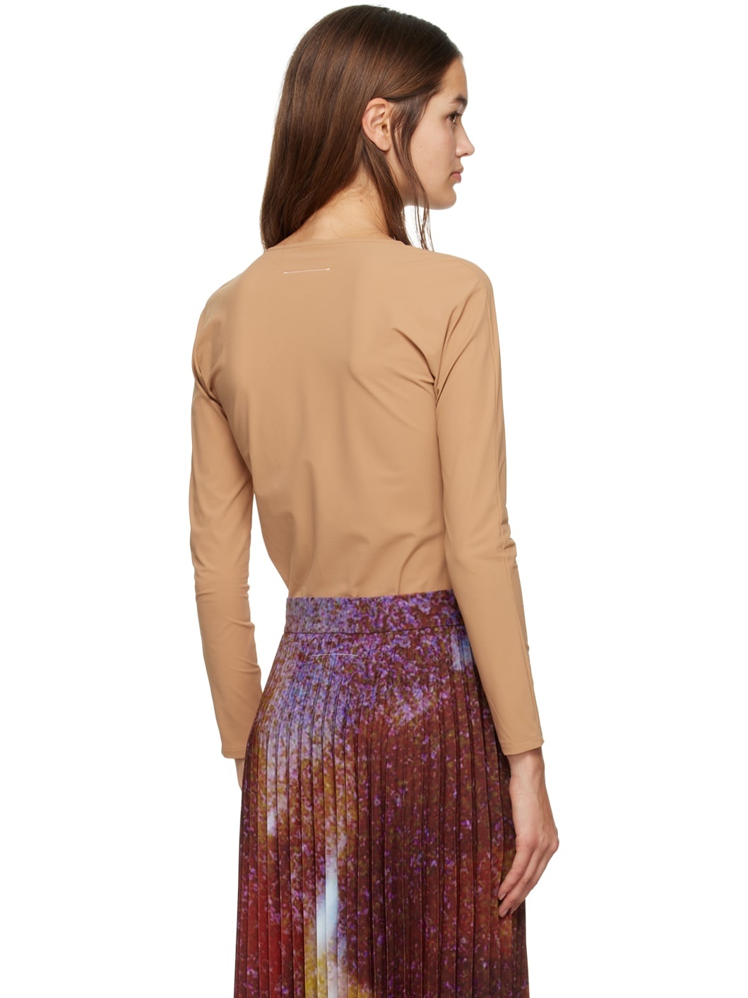 Beige & Black Paneled Long Sleeve T-Shirt - 3
