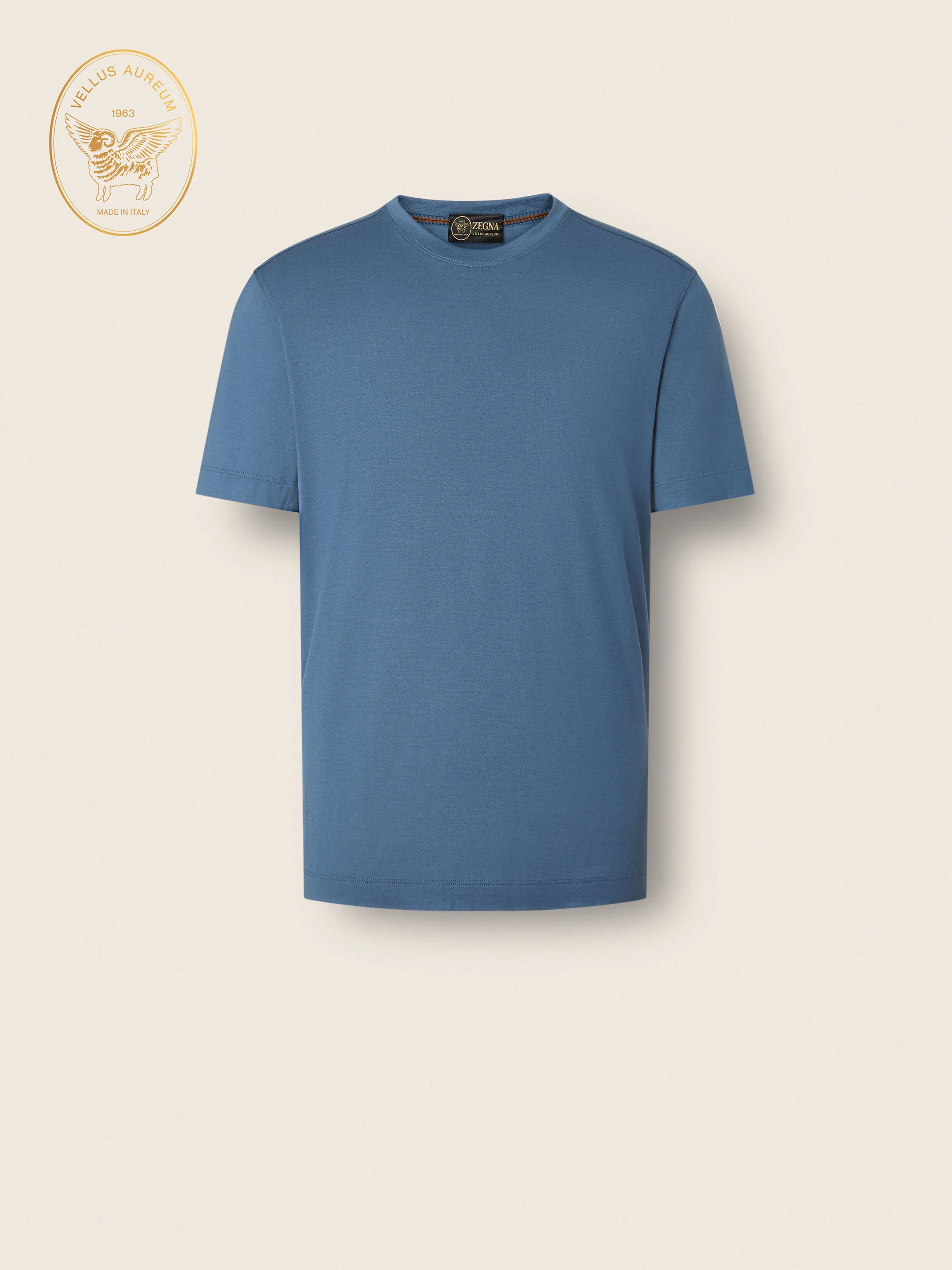 LIGHT BLUE VELLUS AUREUM T-SHIRT - 1