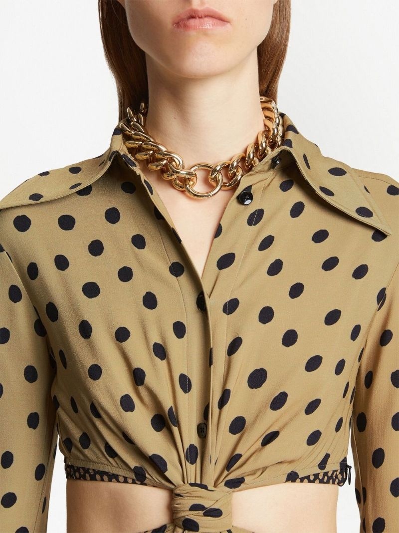 polka dot-print cut-out shirt dress - 5