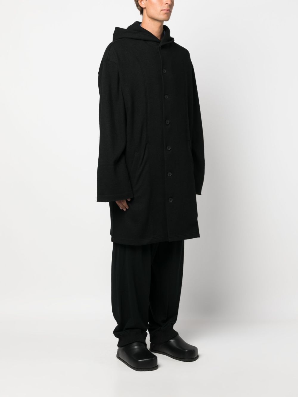 Yohji Yamamoto single-breasted hooded coat | REVERSIBLE