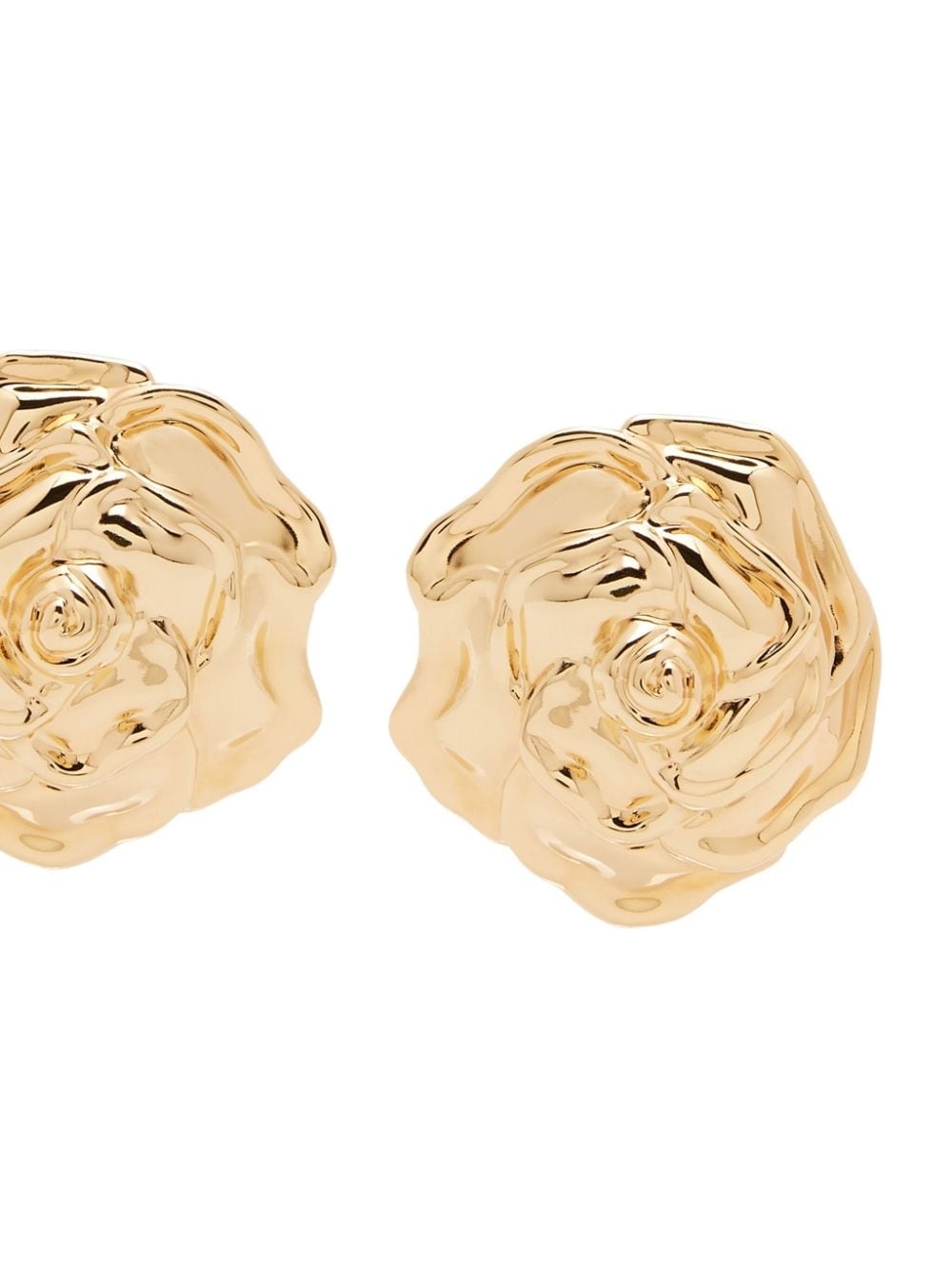 Rose flower-shaped gold-tone earrings - 2