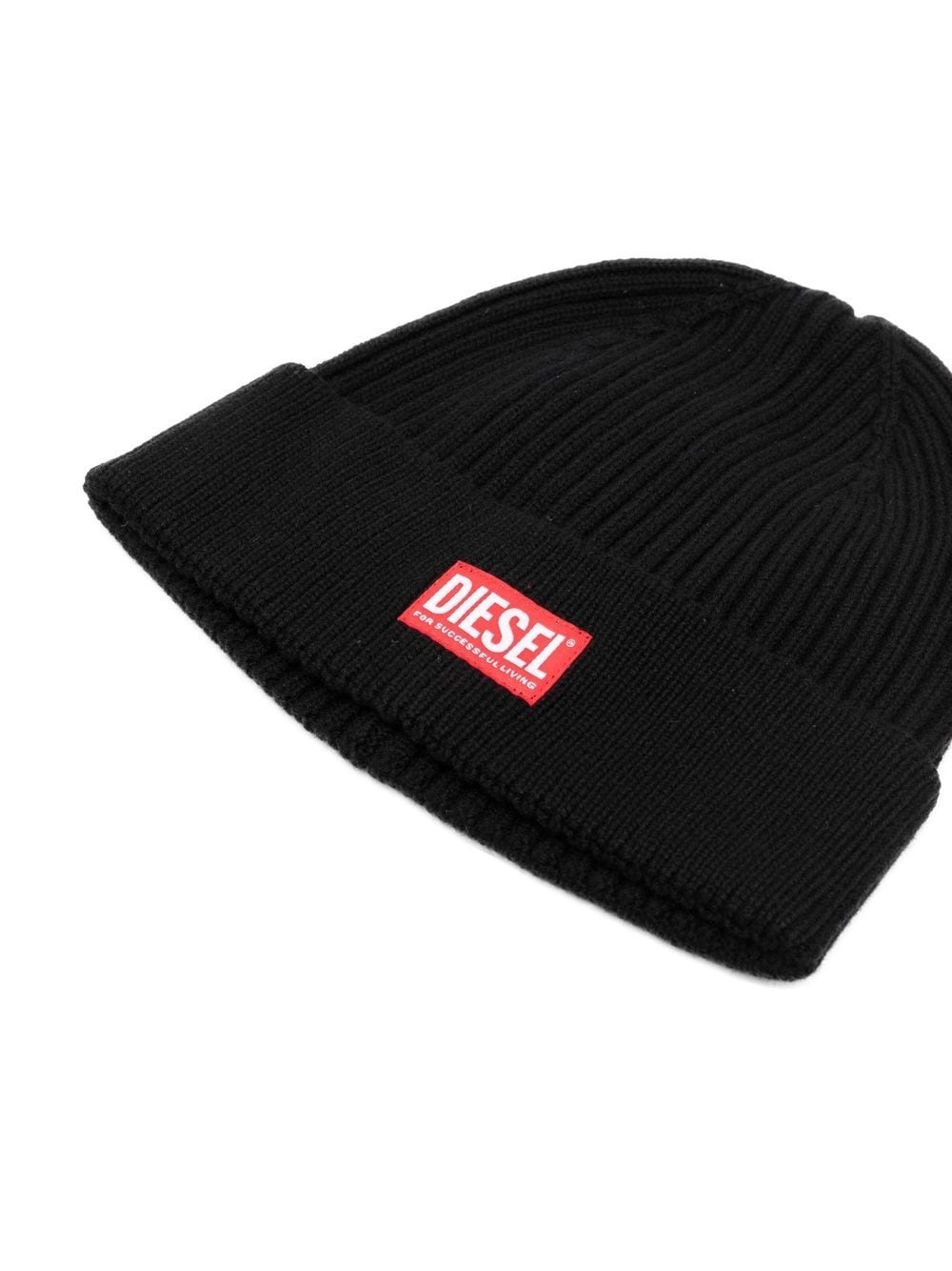 ribbed logo beanie - 2