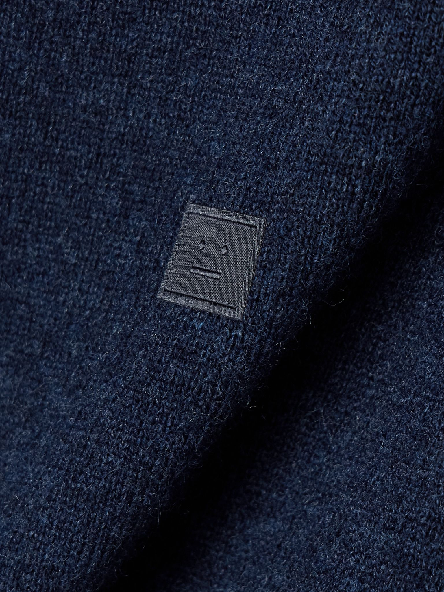 Appliquéd wool cardigan Navy - 5
