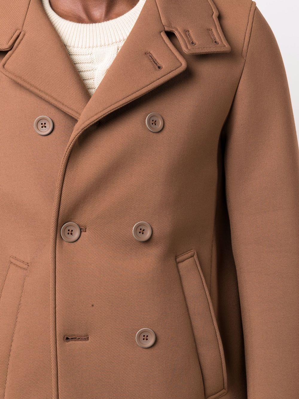 toffee double-breasted peacoat - 5