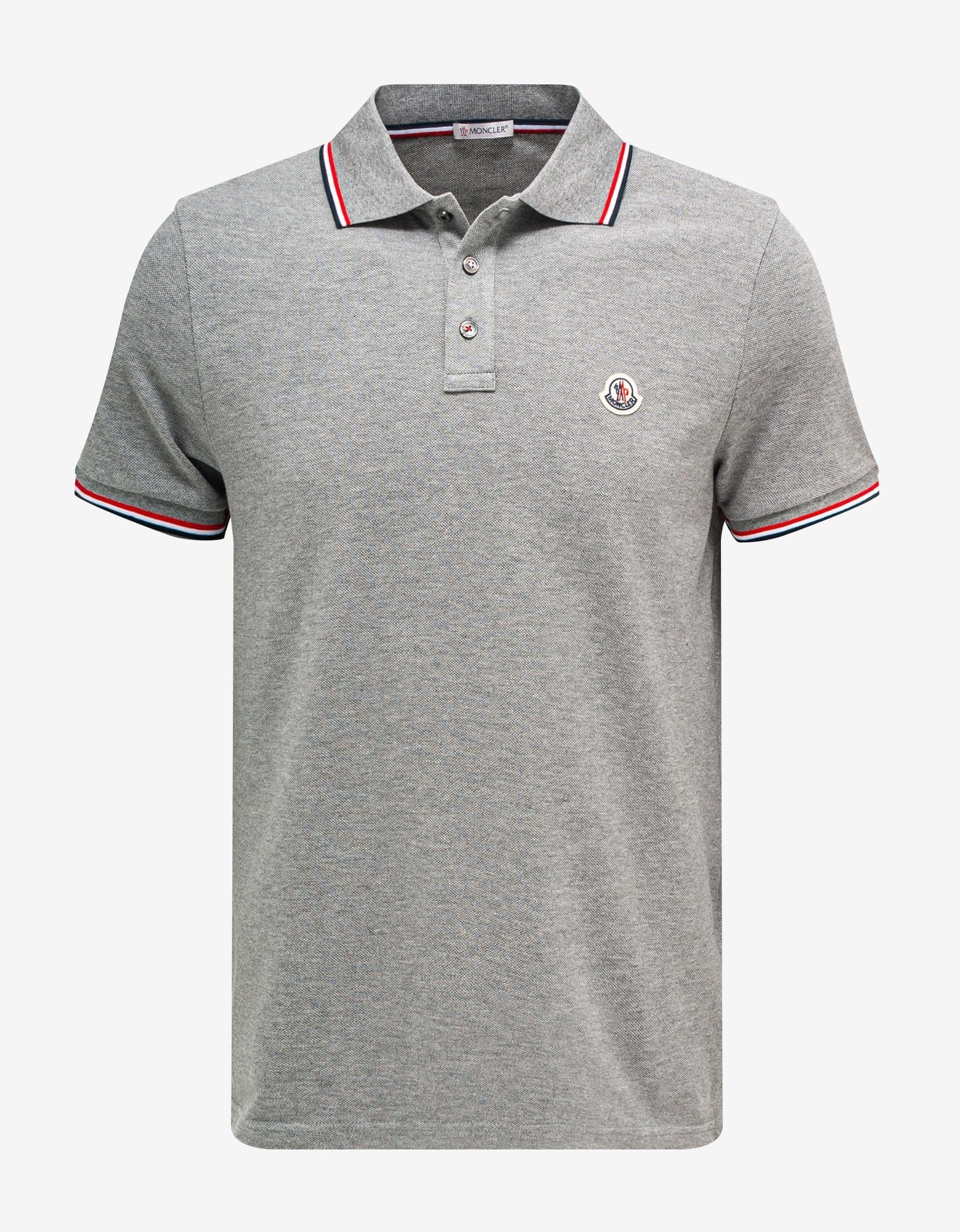 Grey Tricolour Trim Polo T-Shirt - 1