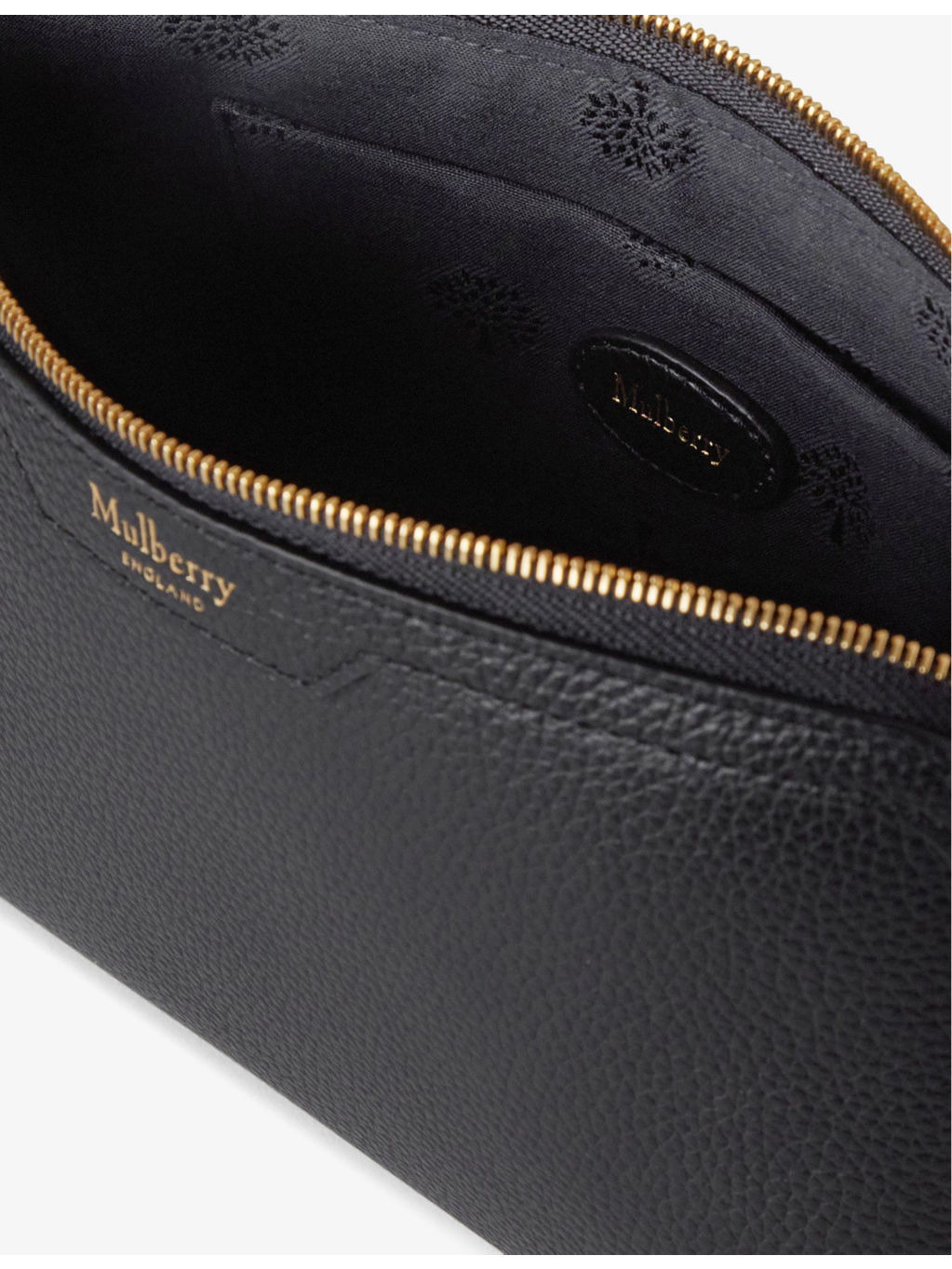 Logo-embossed small grained-leather cosmetic pouch - 4