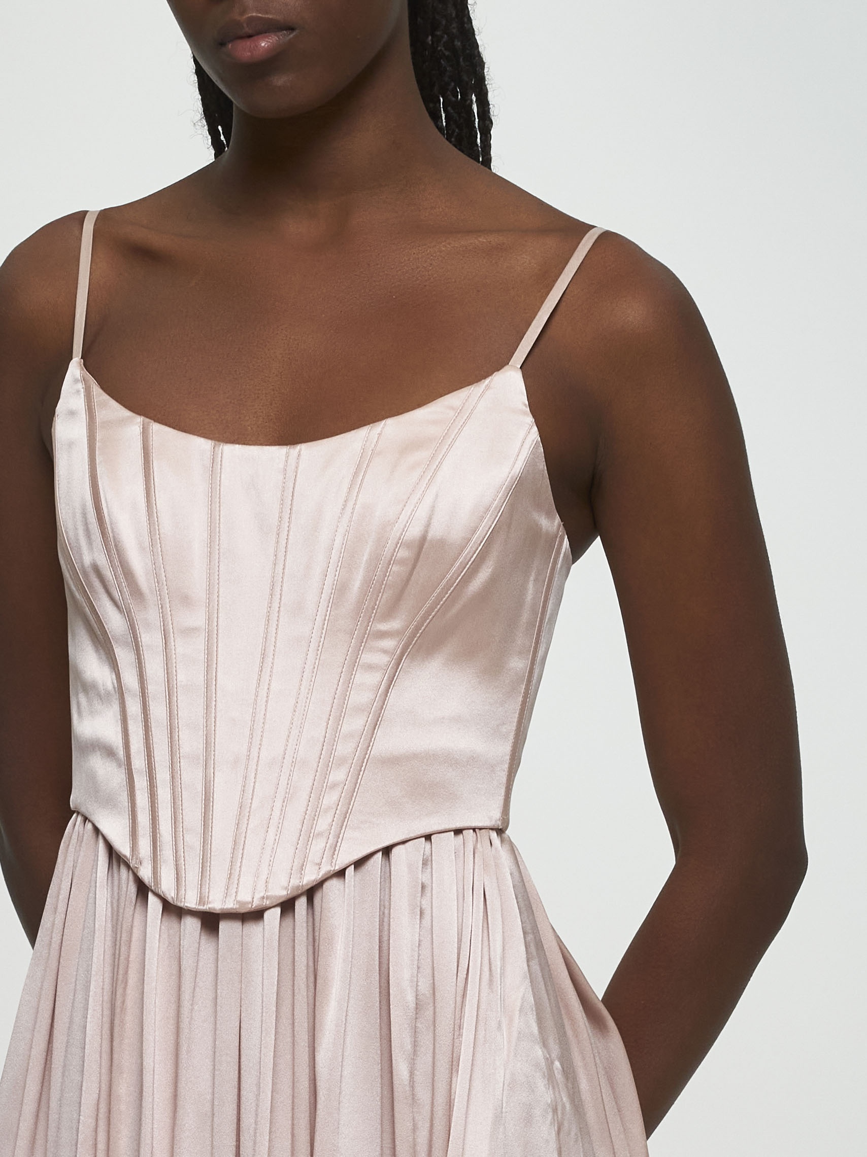 Pink silk corset midi dress - 4