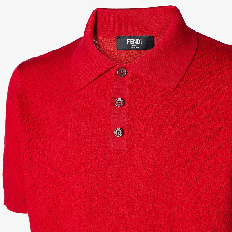 Polo shirt Red cotton and viscose tricot polo shirt 3