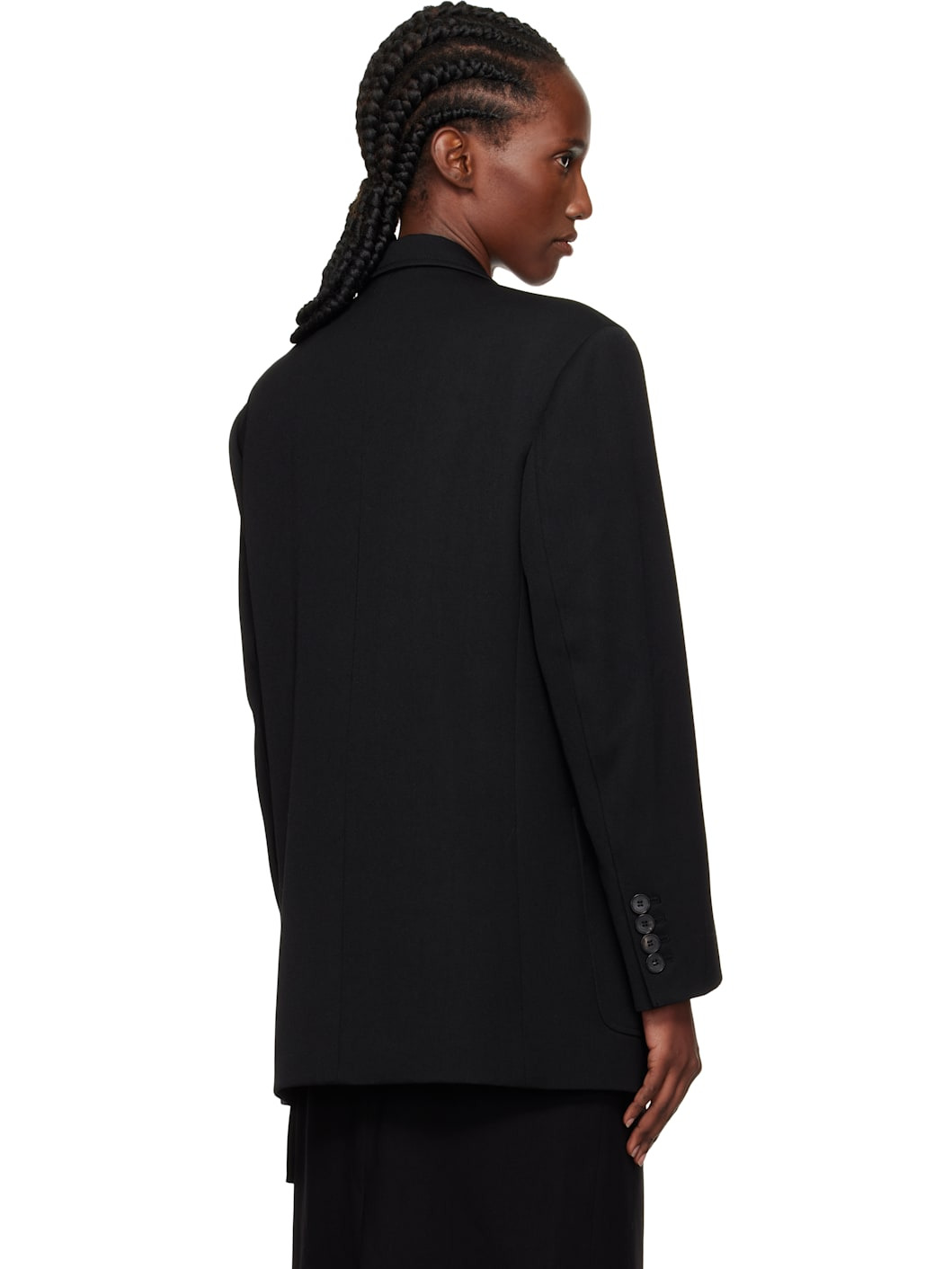 Black Oversized Wool Blazer - 3