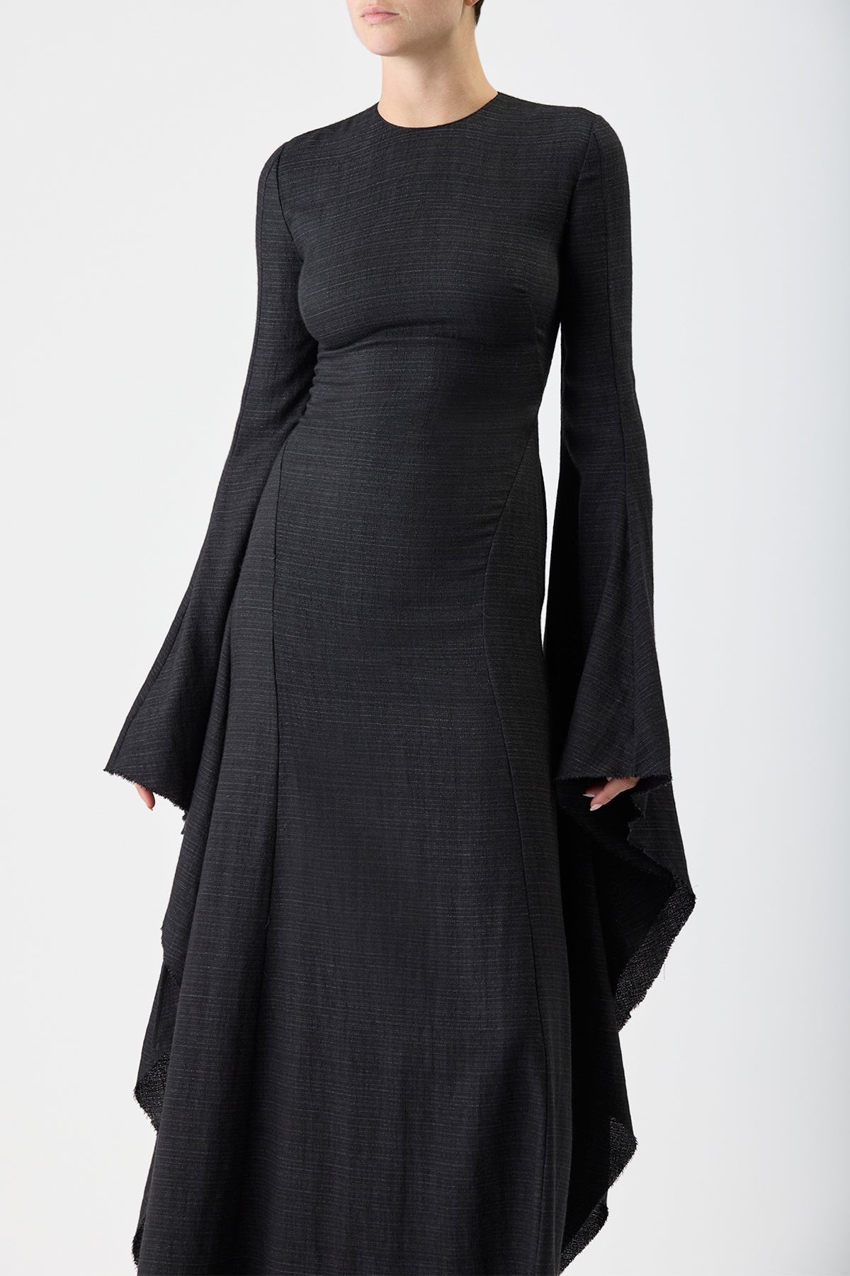 Sigrud Draped Dress in Silk Wool Gauze - 6