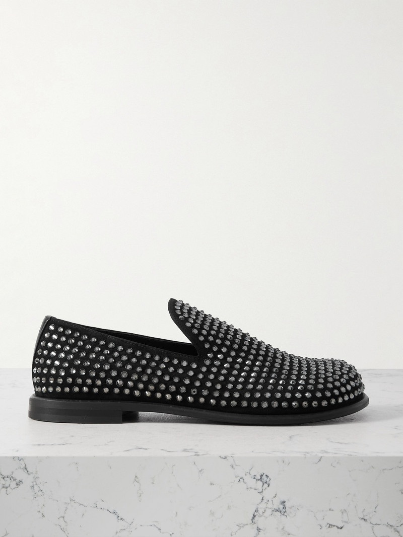 Crystal-embellished Suede Loafers 1