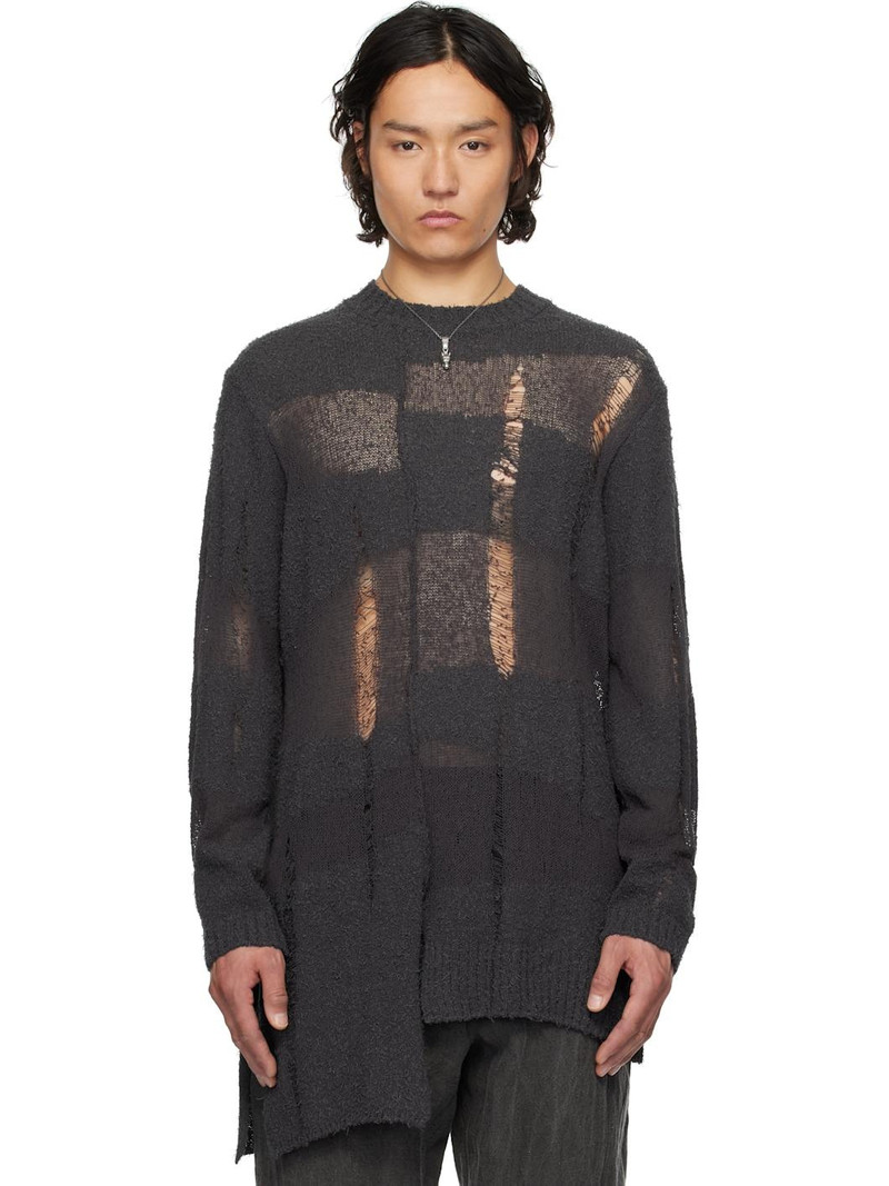 Gray 5G Randome Damage Processed Sweater - 1