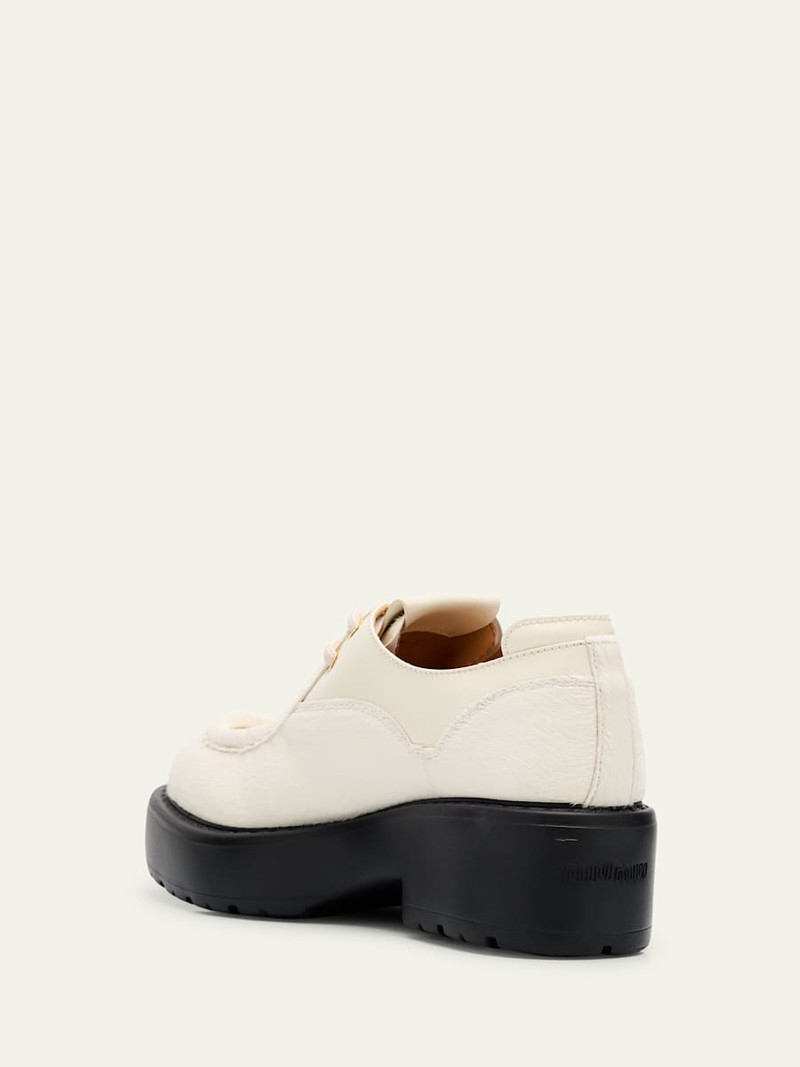 Miu Miu Pony Hair Lace-Up Wallabee Shoes outlook