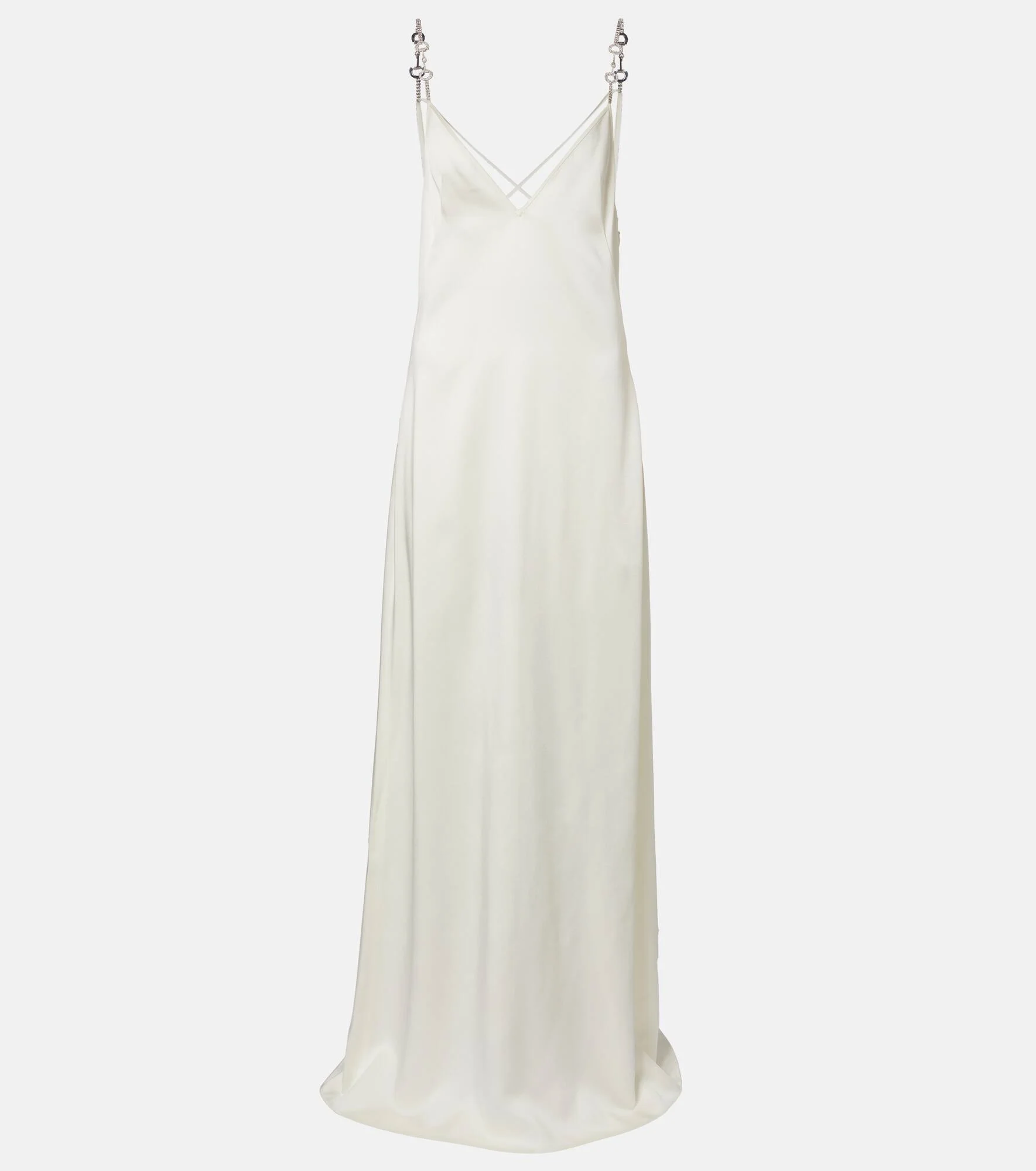 Horsebit embellished satin slip dress - 1