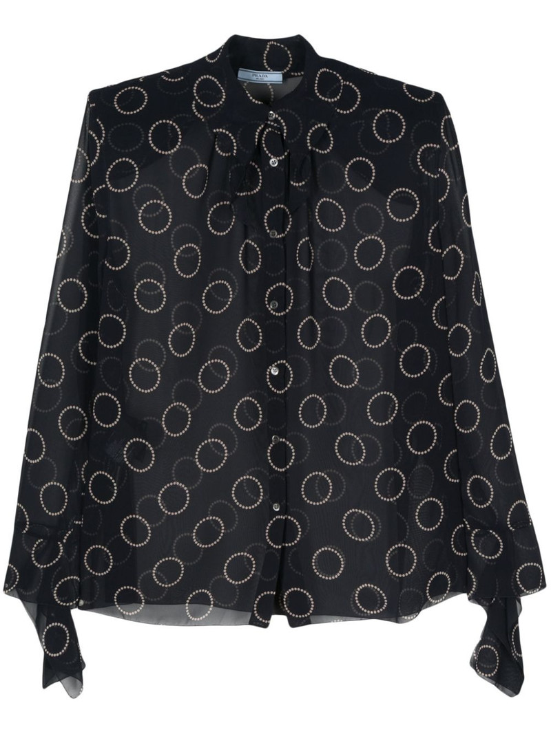 graphic-print semi-sheer shirt 1