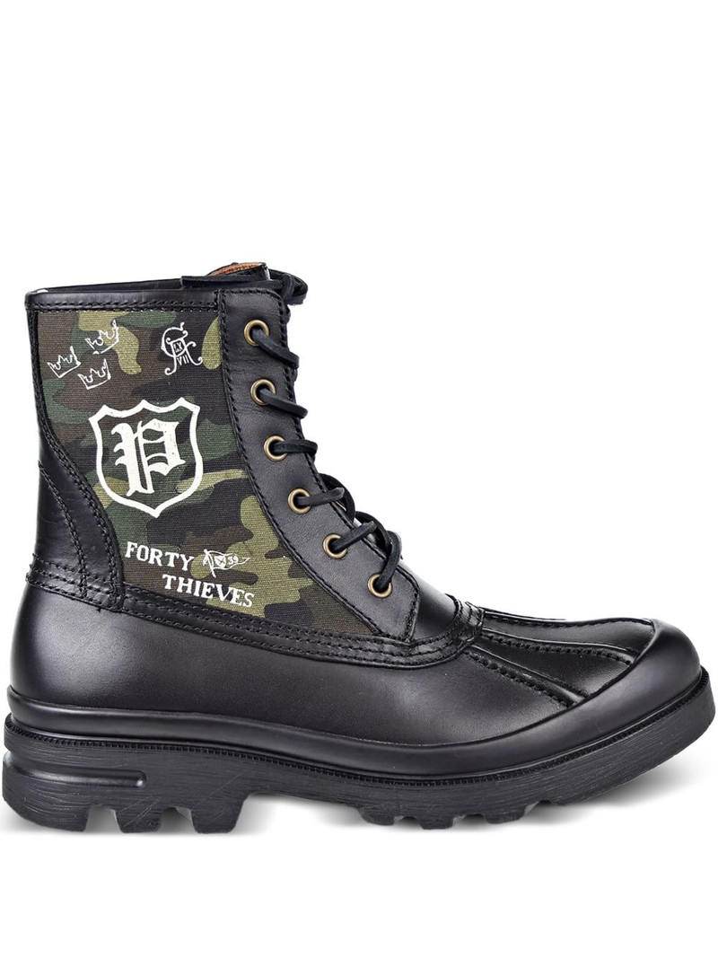 camouflage-panel lace-up boots 1