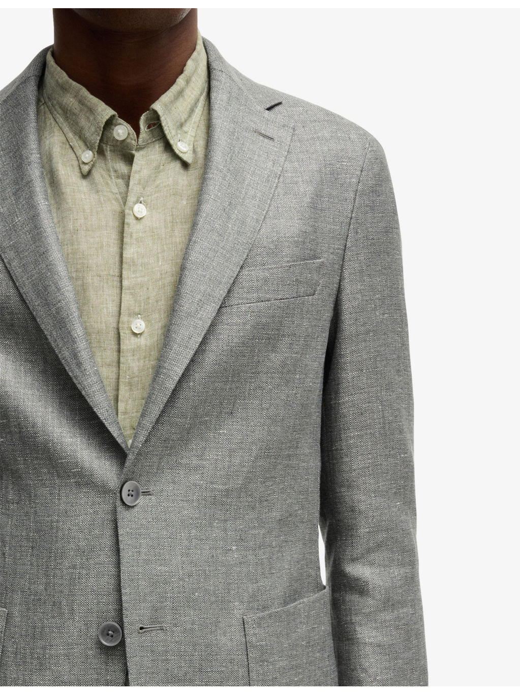 Notched-Lapel Single-Breasted Slim-Fit Woven Blazer - 5